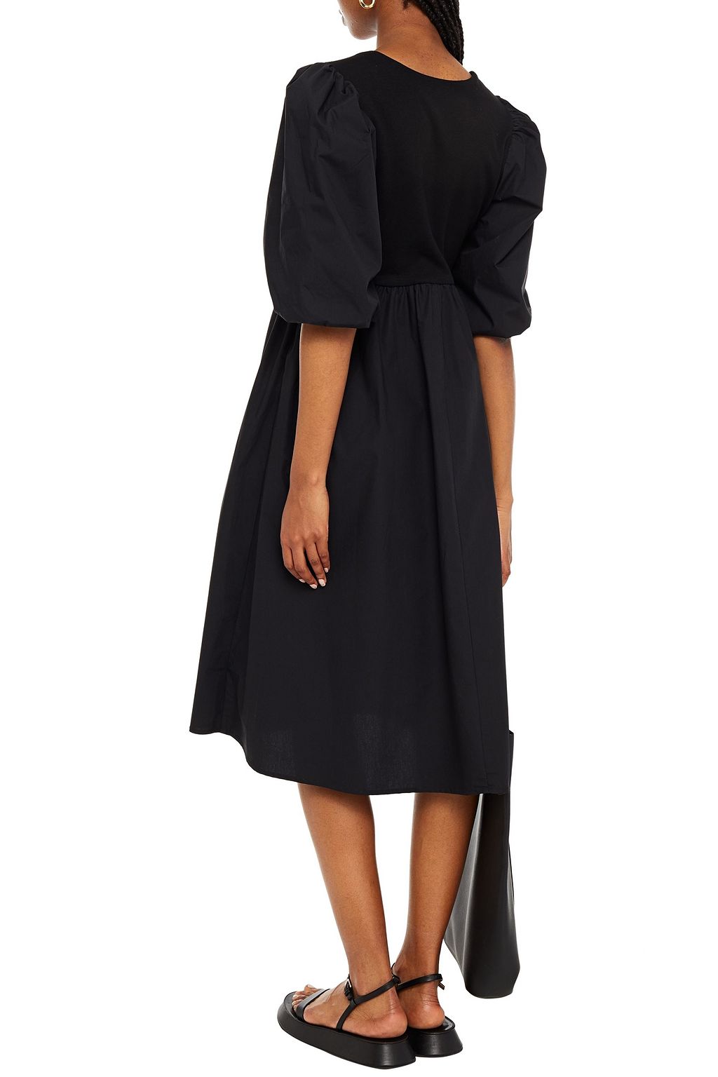 GESTUZ Christin jersey-paneled cotton-poplin midi dress