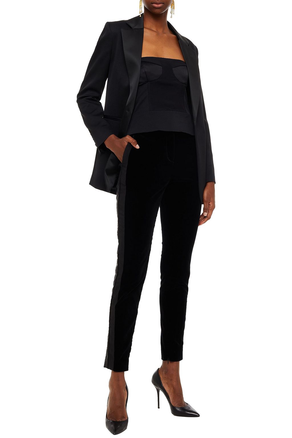 DUNDAS Cotton-blend velvet slim-leg pants