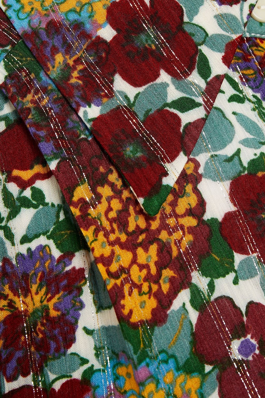 BA&SH Phara floral-print metallic crepon shirt