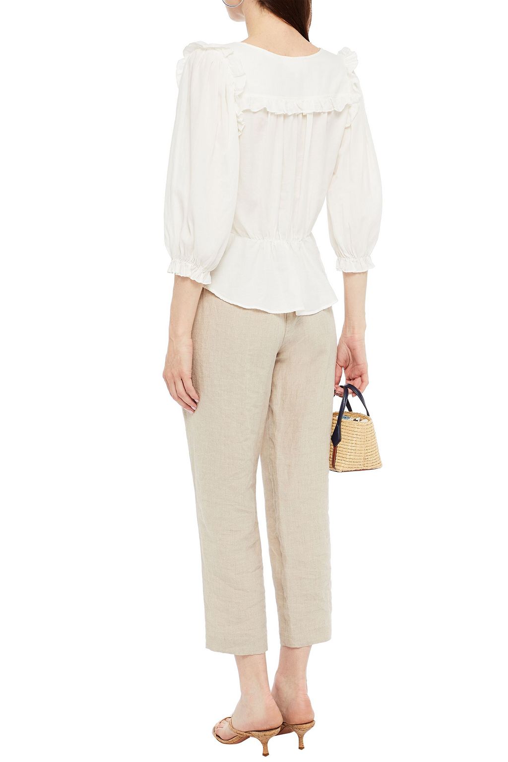 BA&SH Tamara ruffle-trimmed cotton peplum blouse