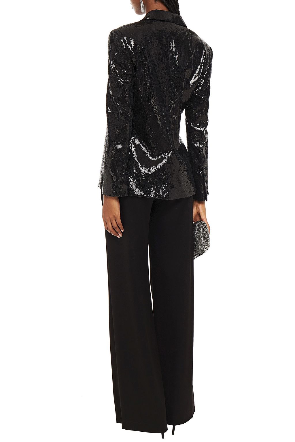 DUNDAS Faille-trimmed sequined stretch-tulle blazer