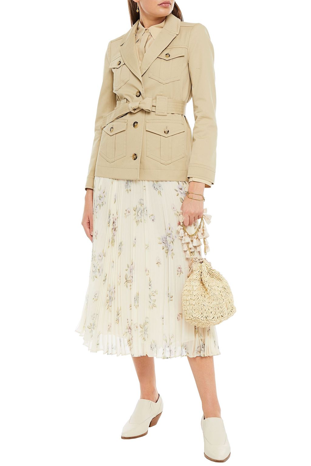 BA&SH Muse belted cotton-blend gabardine field jacket