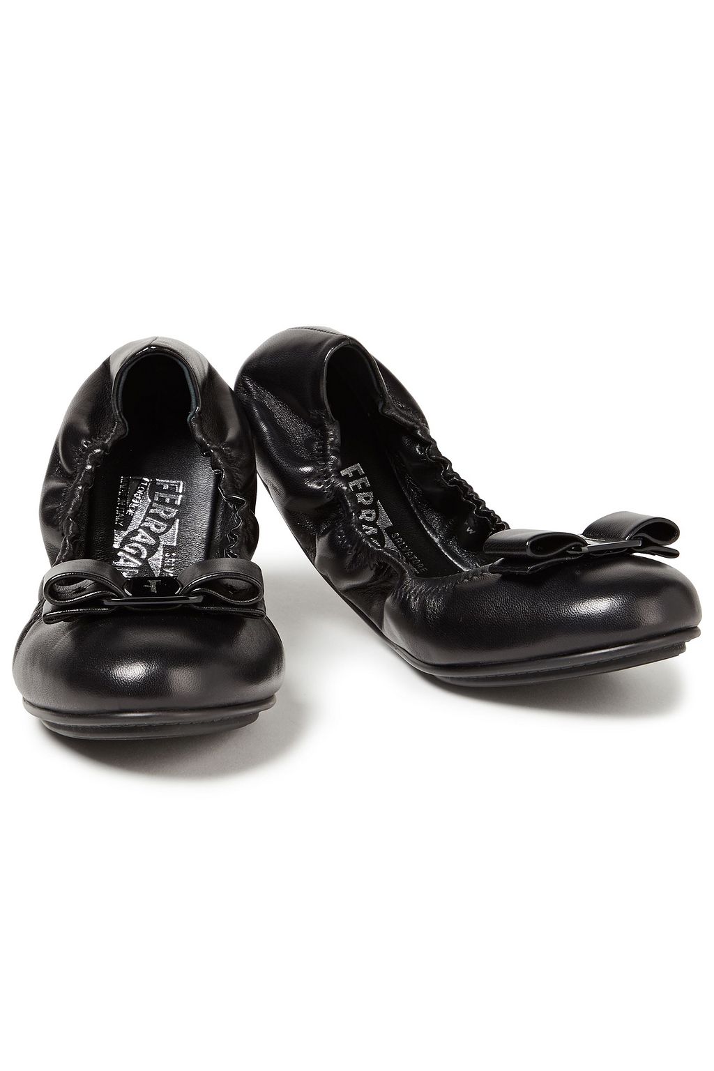 FERRAGAMO Linzinka bow-embellished leather ballet flats