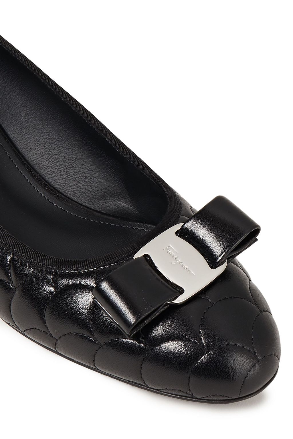 FERRAGAMO Vera bow-embellished quilted leather pumps