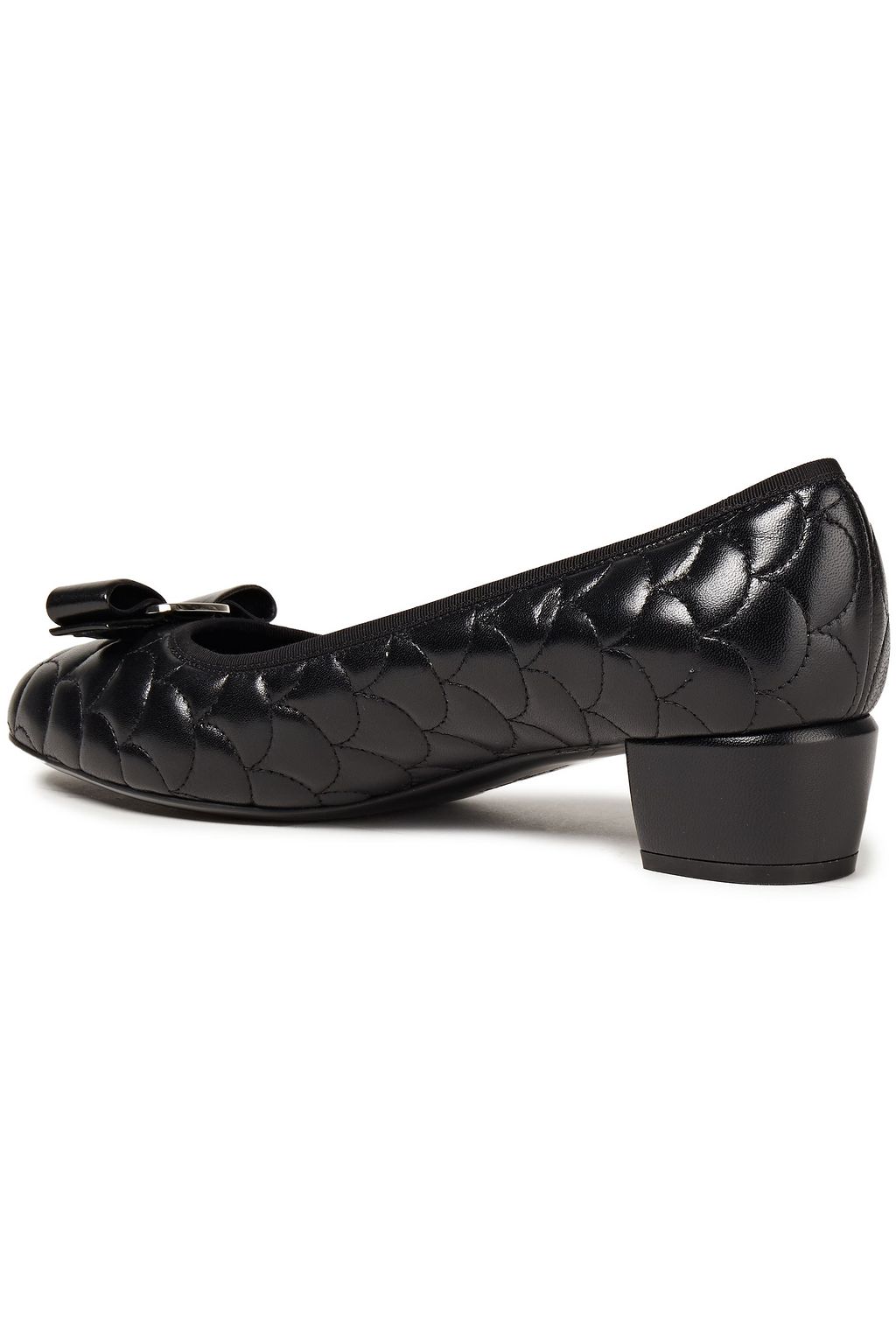 FERRAGAMO Vera bow-embellished quilted leather pumps