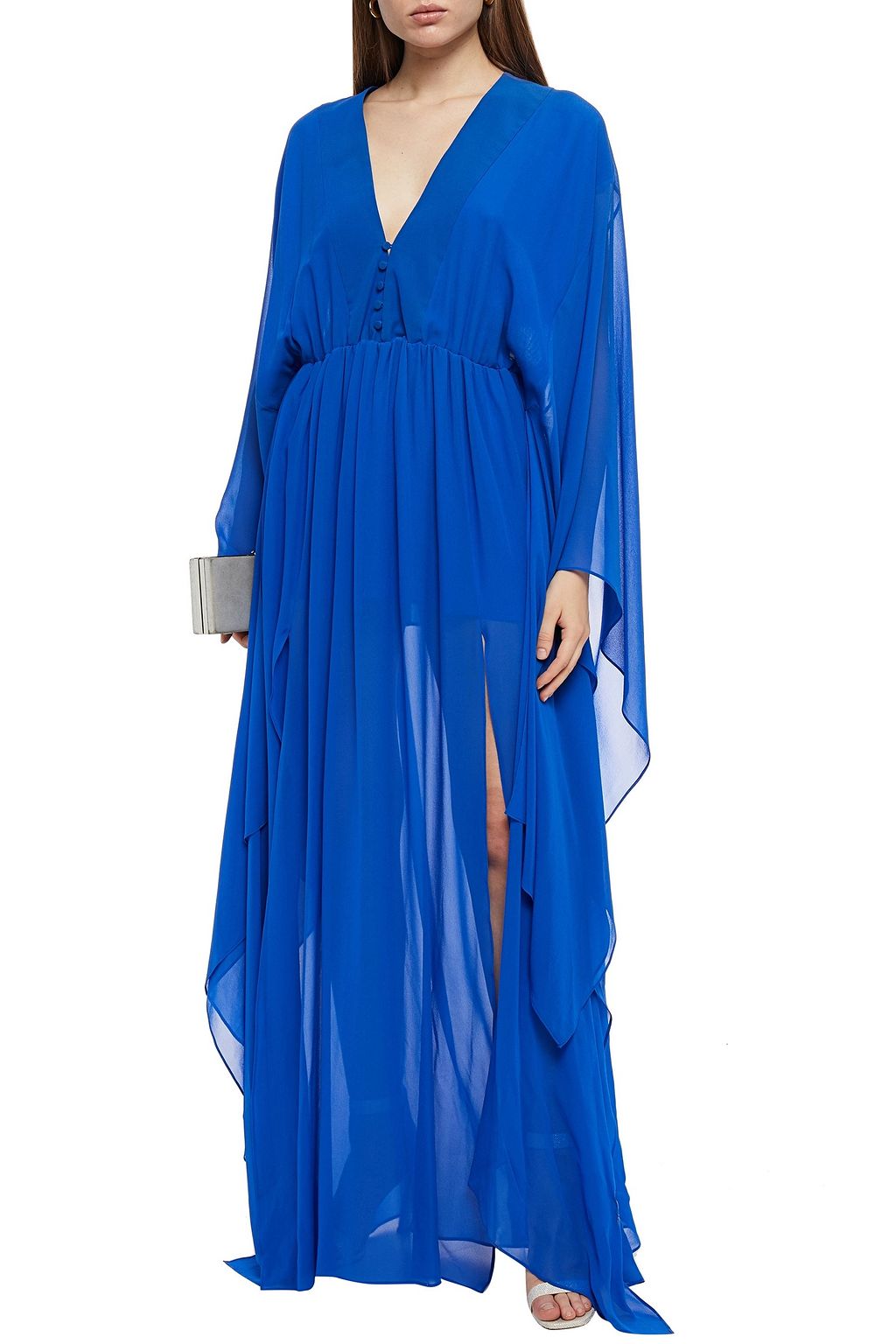 DUNDAS Gathered silk-georgette gown