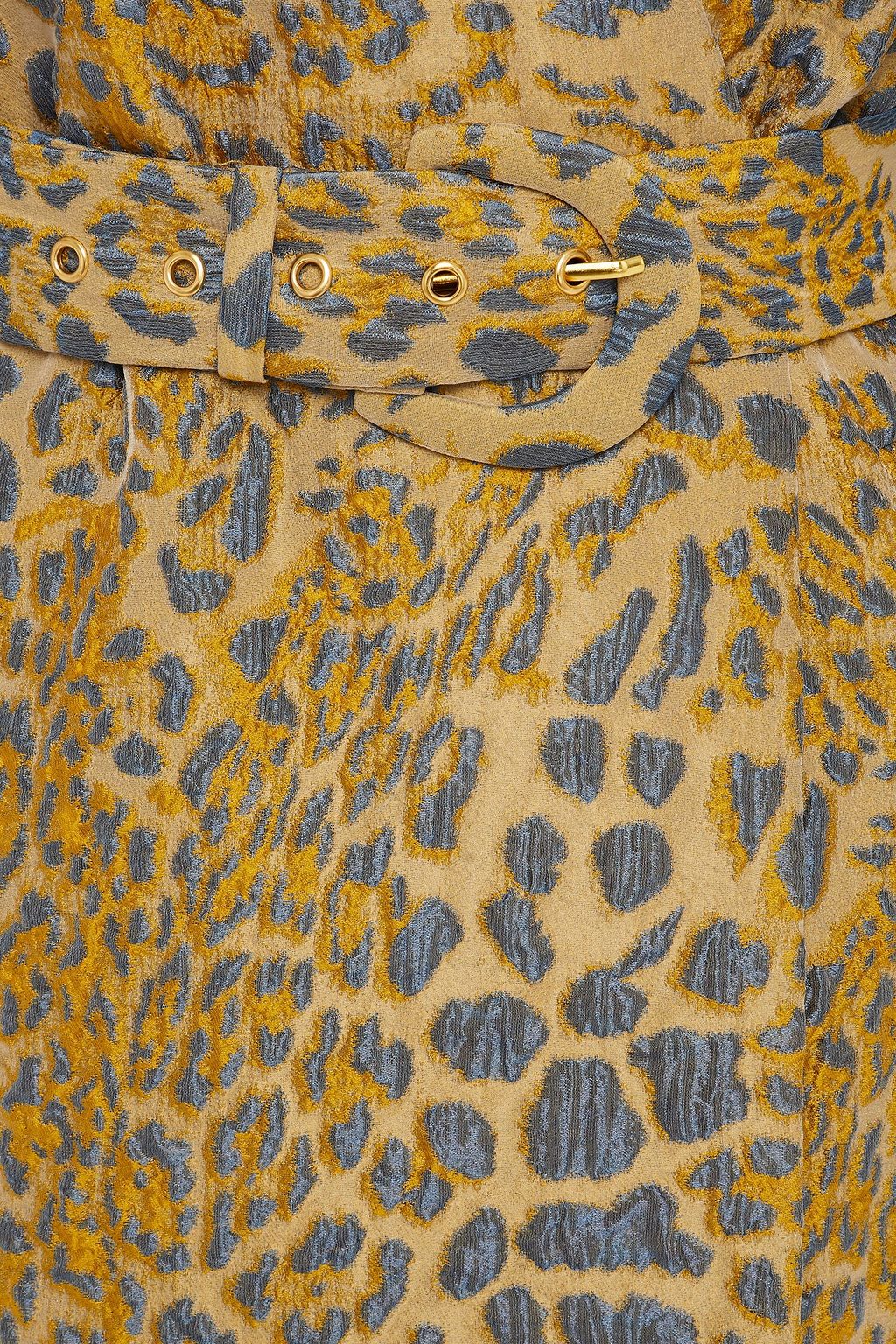 GESTUZ Jackie belted leopard-jacquard blazer