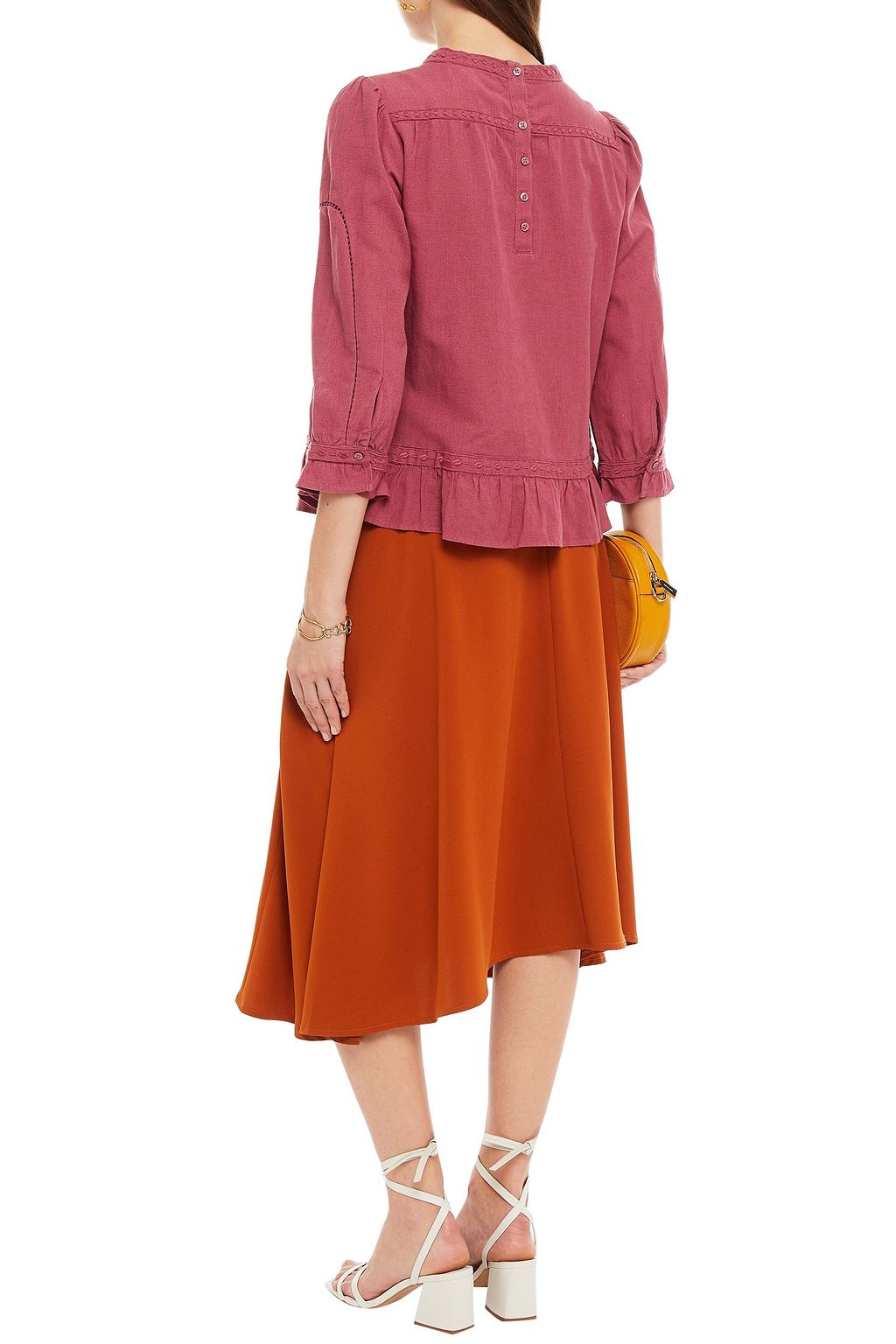 BA&SH Broderie anglaise-trimmed cotton and linen-blend top
