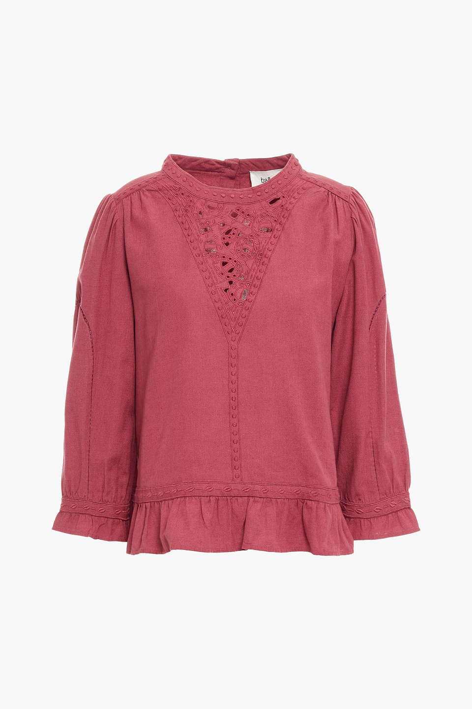 ba&sh - broderie anglaise-trimmed cotton and linen-blend top - pink - 0