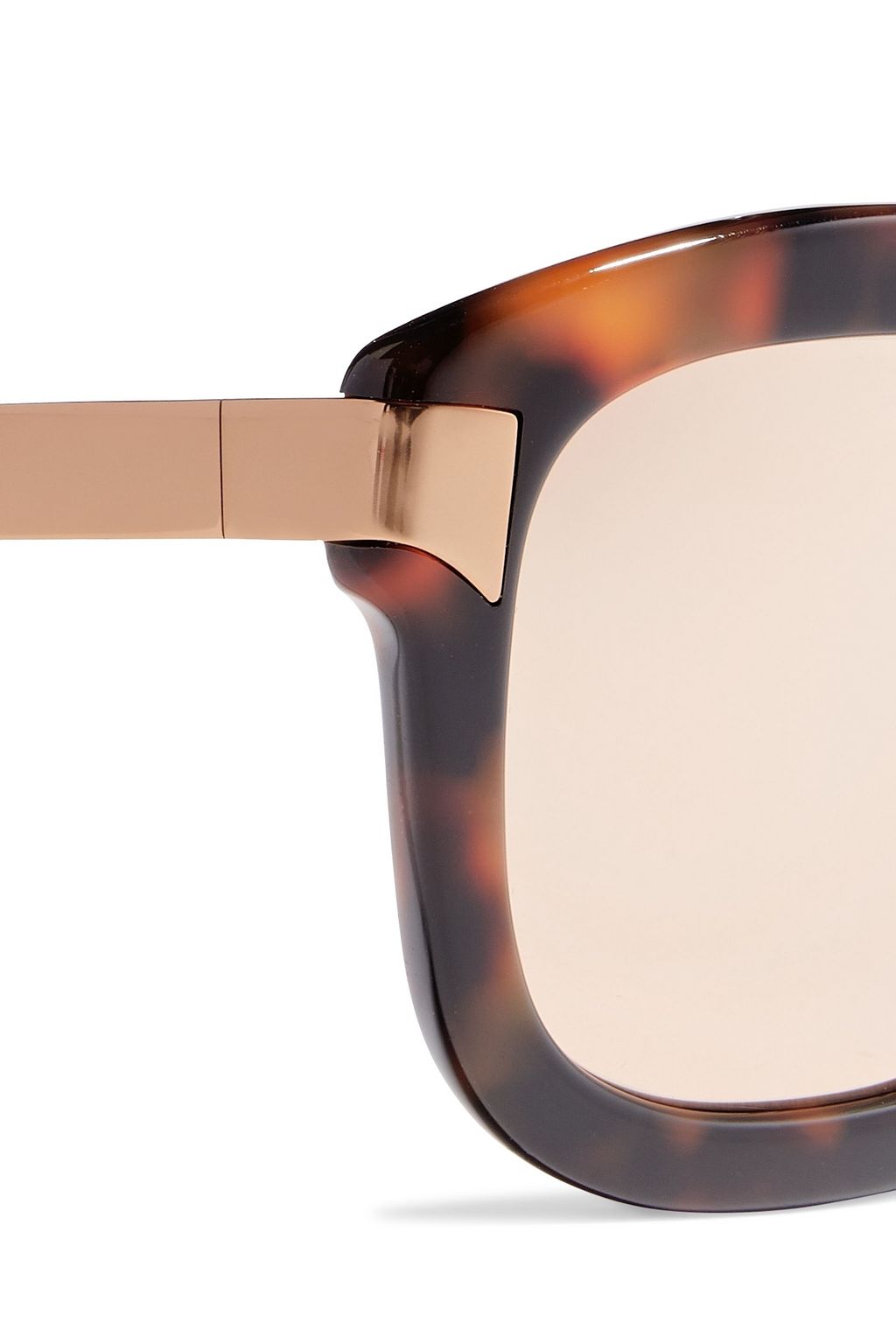 LINDA FARROW Oversized square-frame gold-tone and tortoiseshell acetate mirrored sunglasses