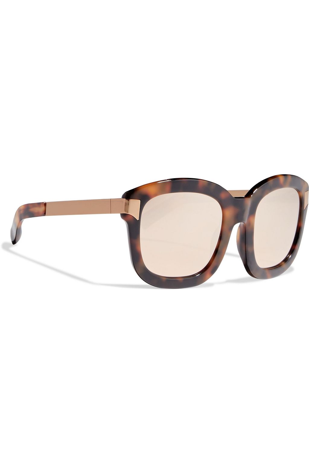 LINDA FARROW Oversized square-frame gold-tone and tortoiseshell acetate mirrored sunglasses