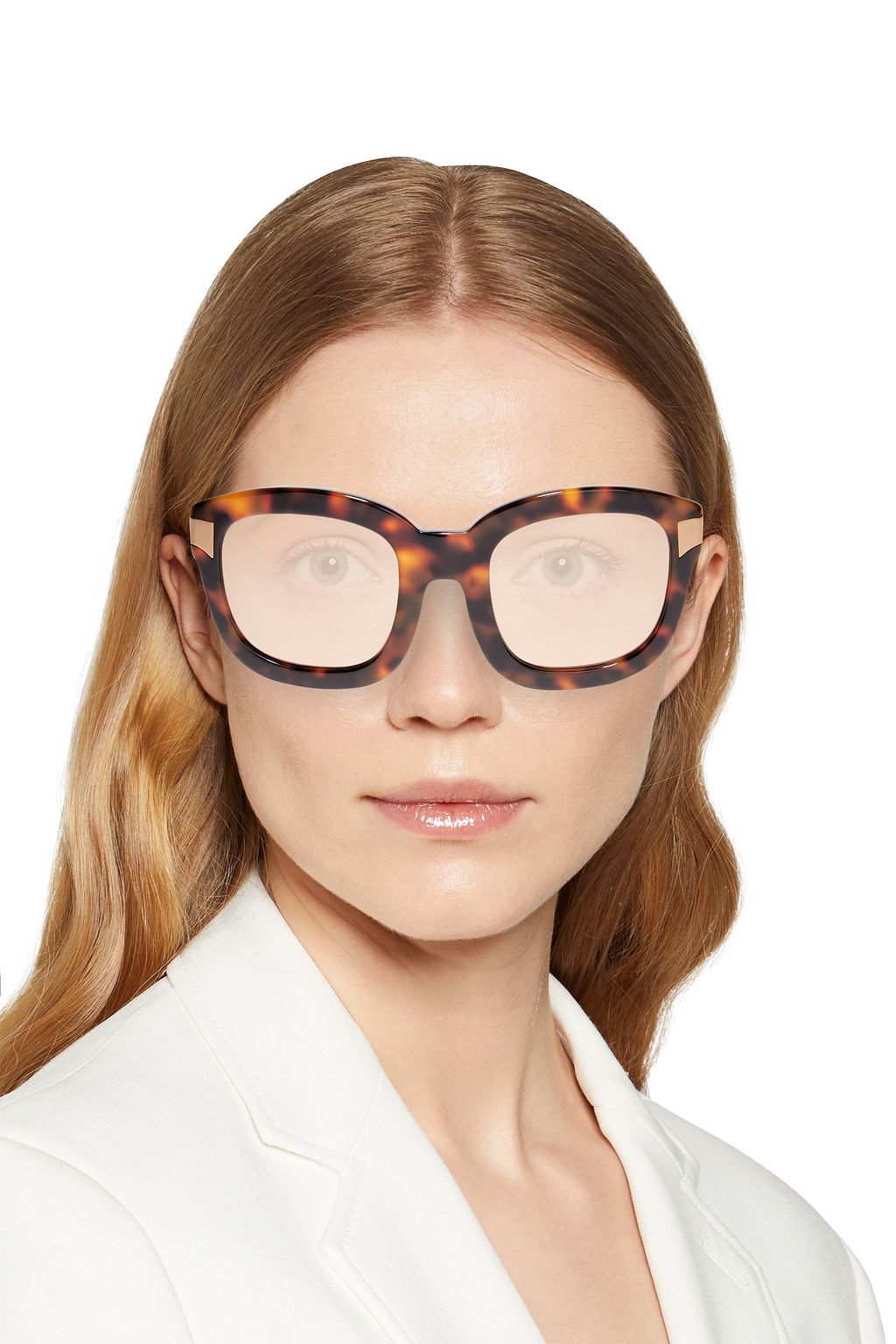 LINDA FARROW Oversized square-frame gold-tone and tortoiseshell acetate mirrored sunglasses
