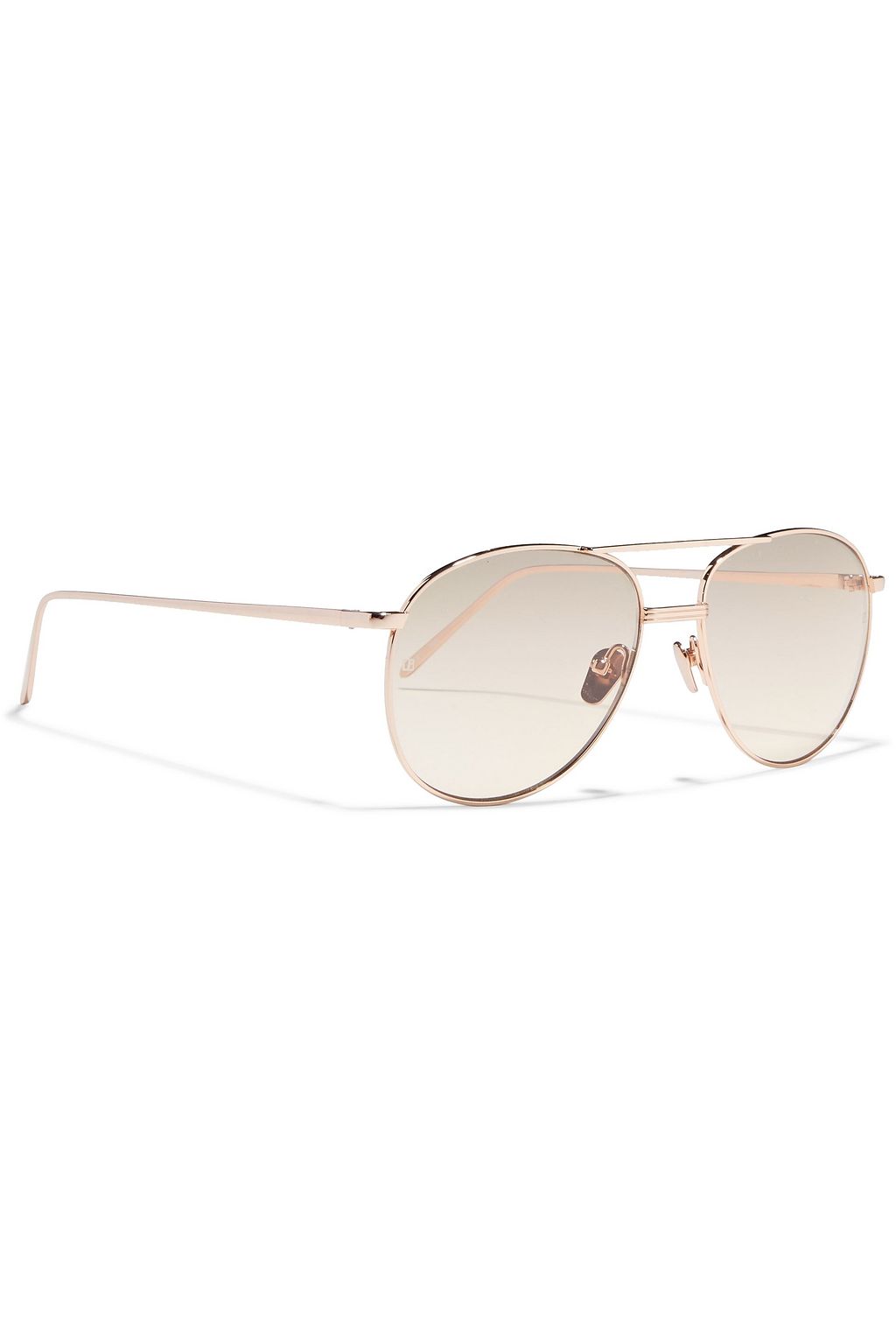 LINDA FARROW Aviator-style rose gold-tone sunglasses