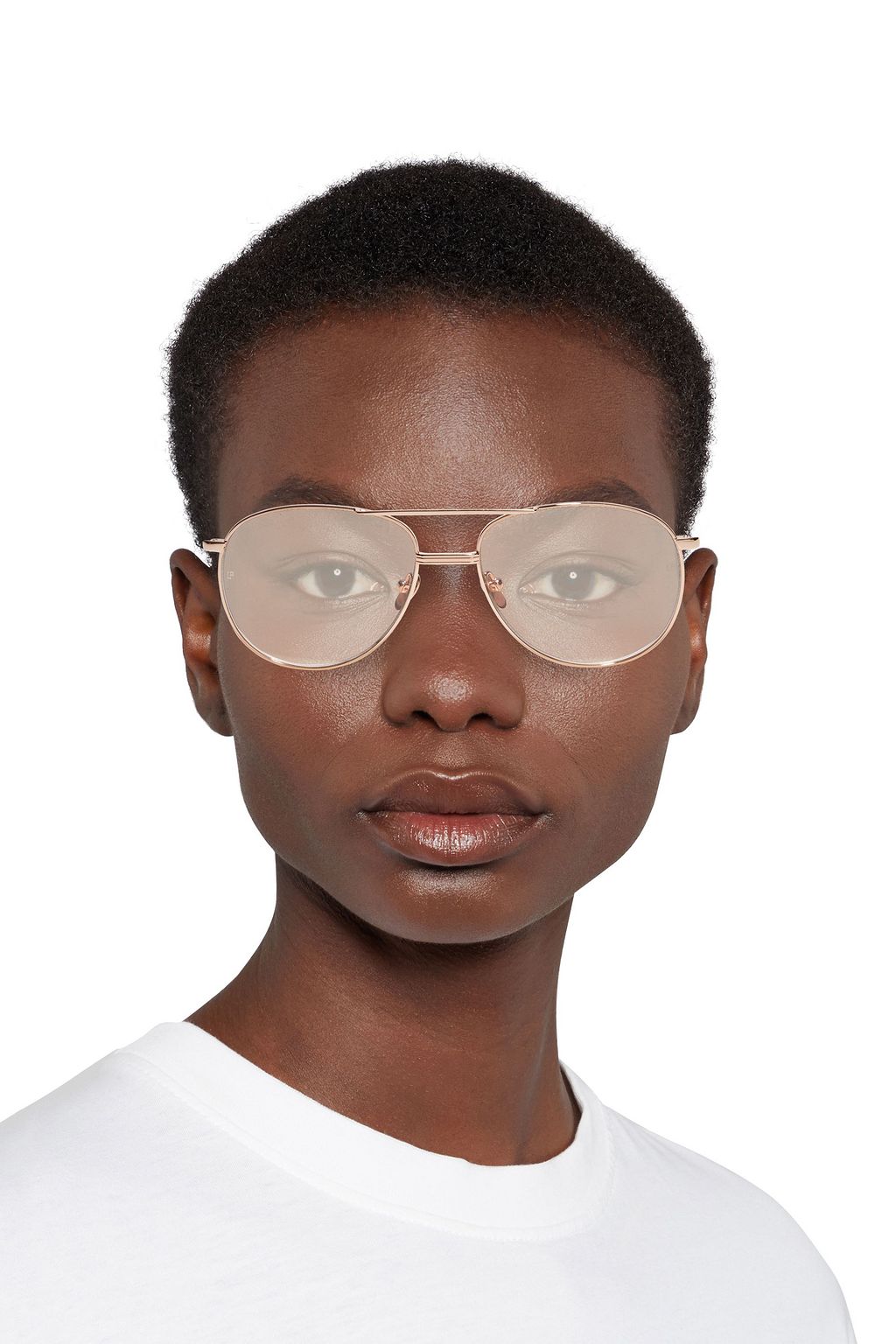 LINDA FARROW Aviator-style rose gold-tone sunglasses