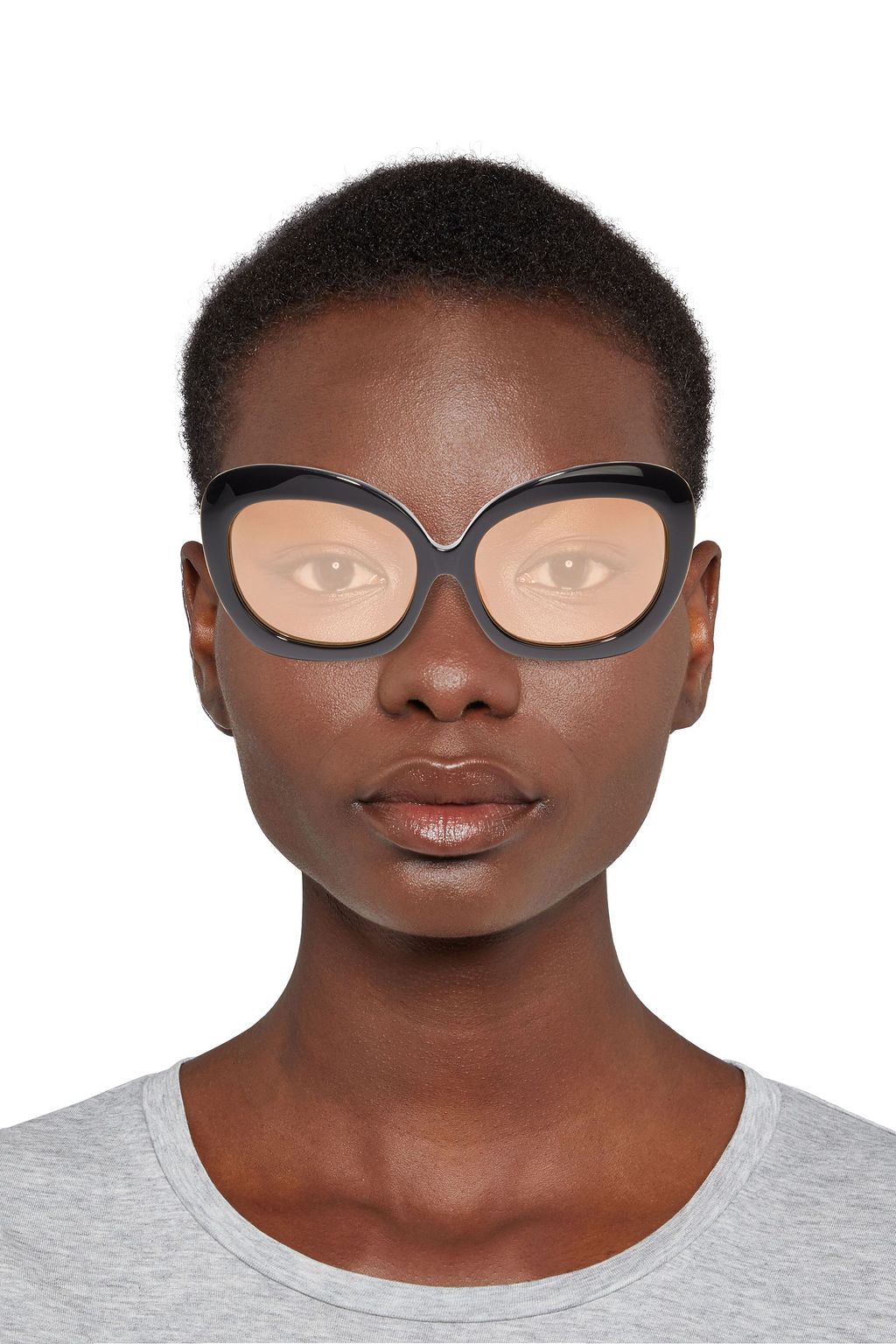 LINDA FARROW Cat-eye acetate mirrored sunglasses