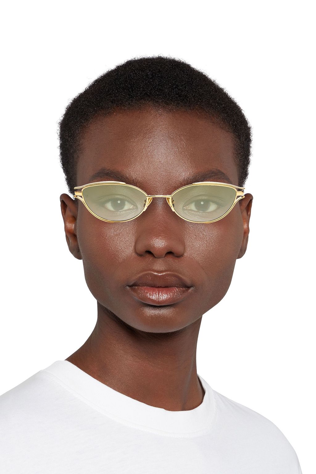 LINDA FARROW Cat-eye gold-tone sunglasses