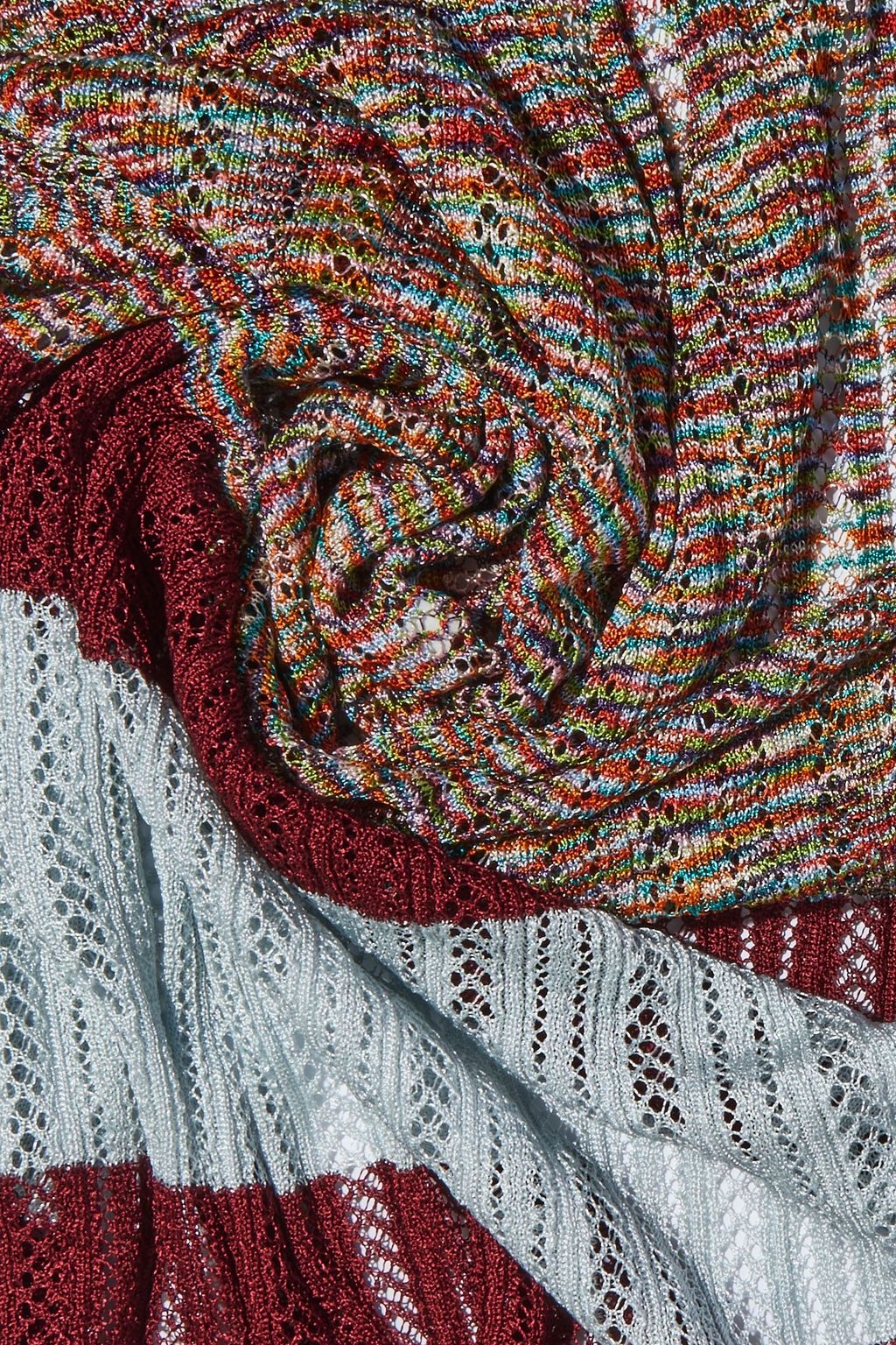 MISSONI Ribbed and pointelle-knit scarf