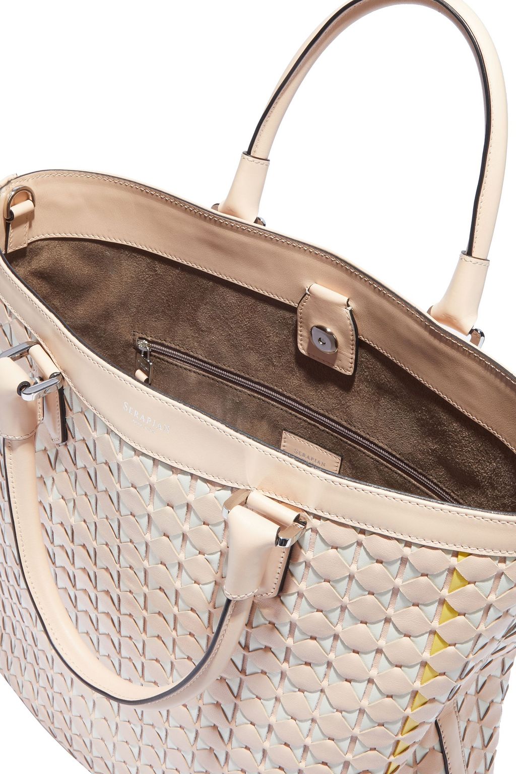 SERAPIAN Vertical mosaico leather tote