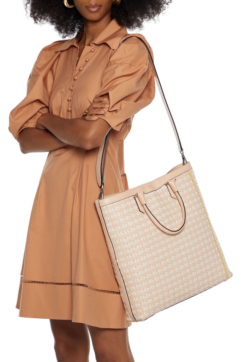 SERAPIAN Vertical mosaico leather tote