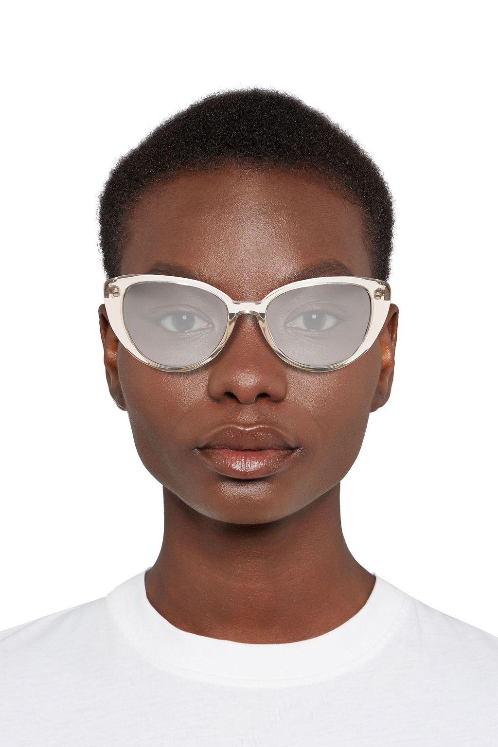 LINDA FARROW Cat-eye acetate mirrored sunglasses