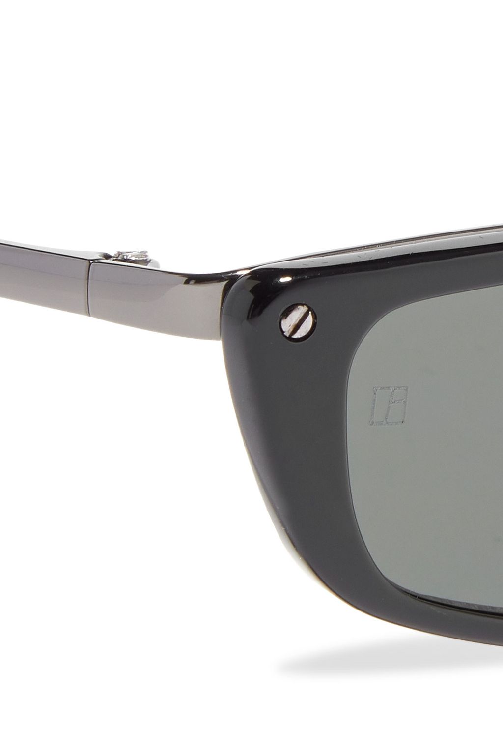 LINDA FARROW Issa rectangle-frame gunmetal-tone and acetate sunglasses