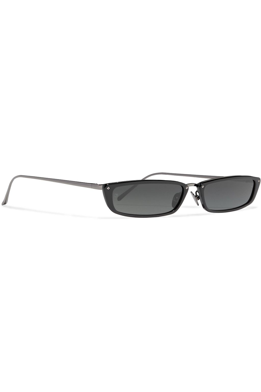 LINDA FARROW Issa rectangle-frame gunmetal-tone and acetate sunglasses