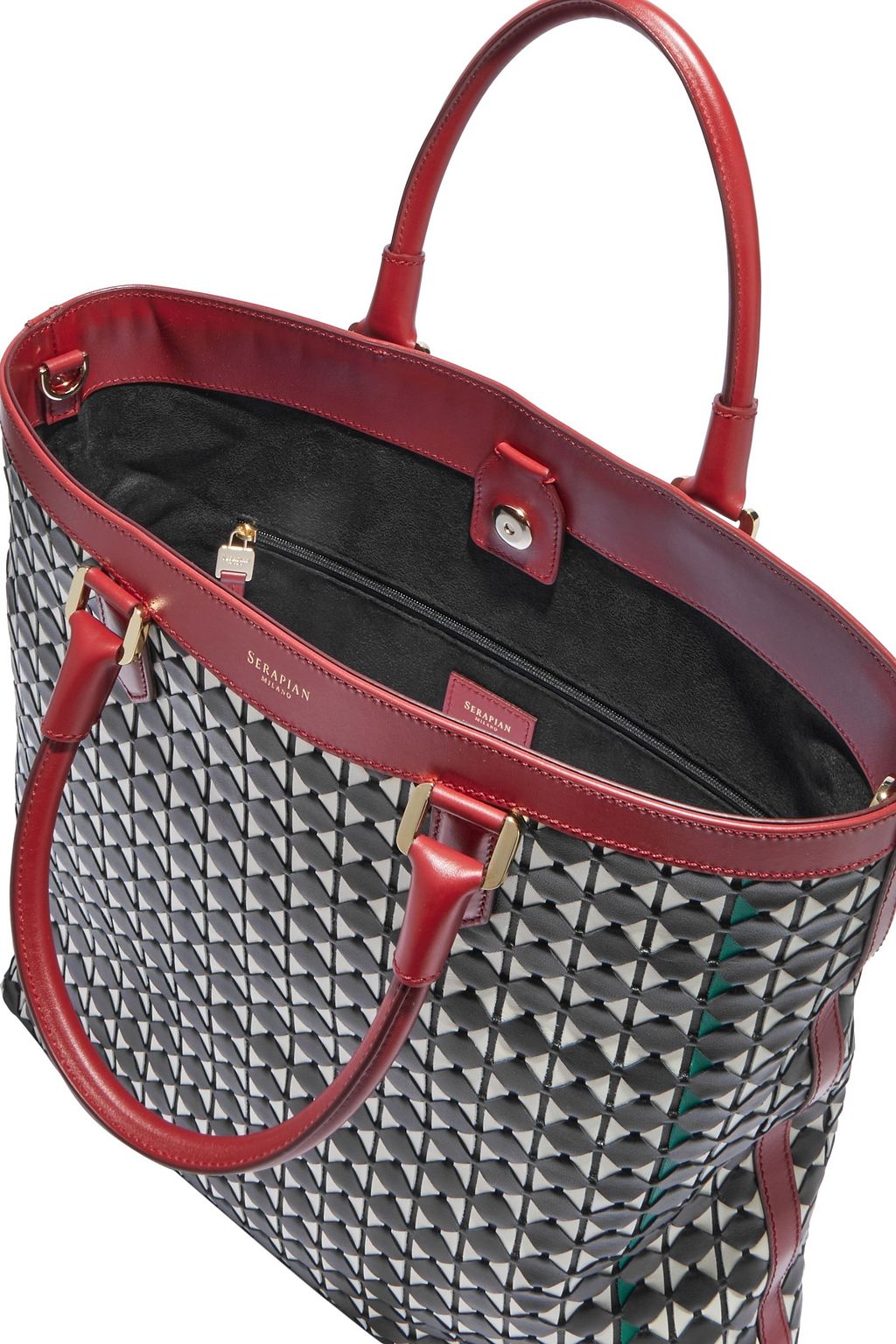 SERAPIAN Vertical mosaico leather tote