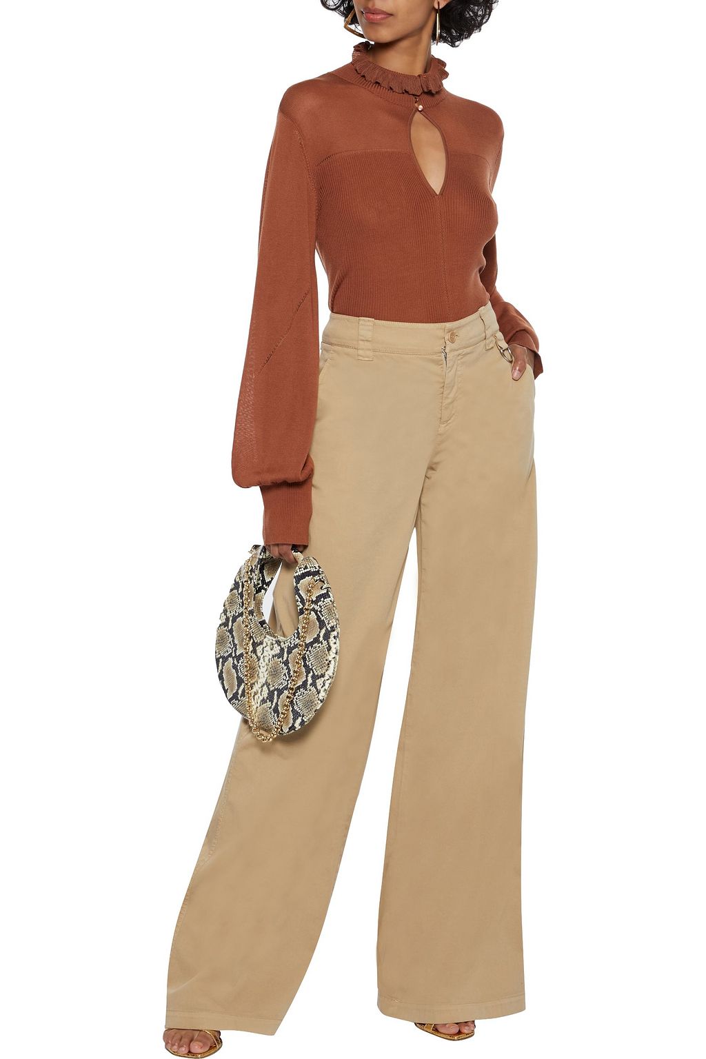 REDVALENTINO Cotton-blend twill wide-leg pants
