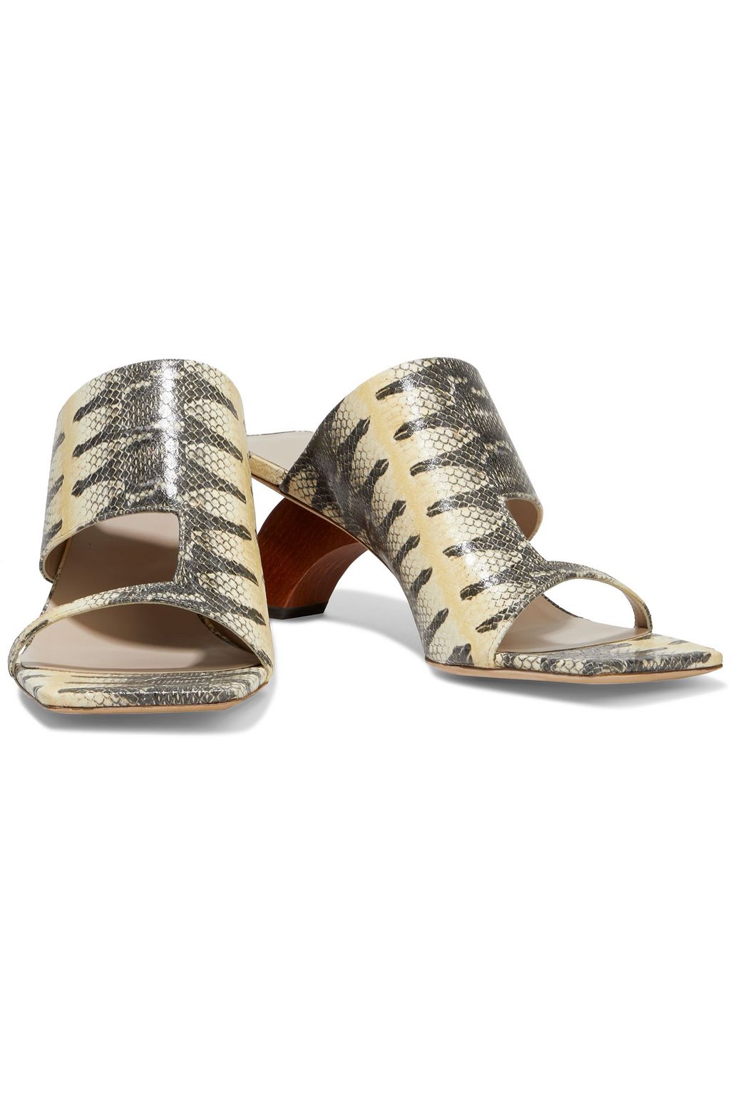 REJINA PYO Leah cutout snake-effect leather mules