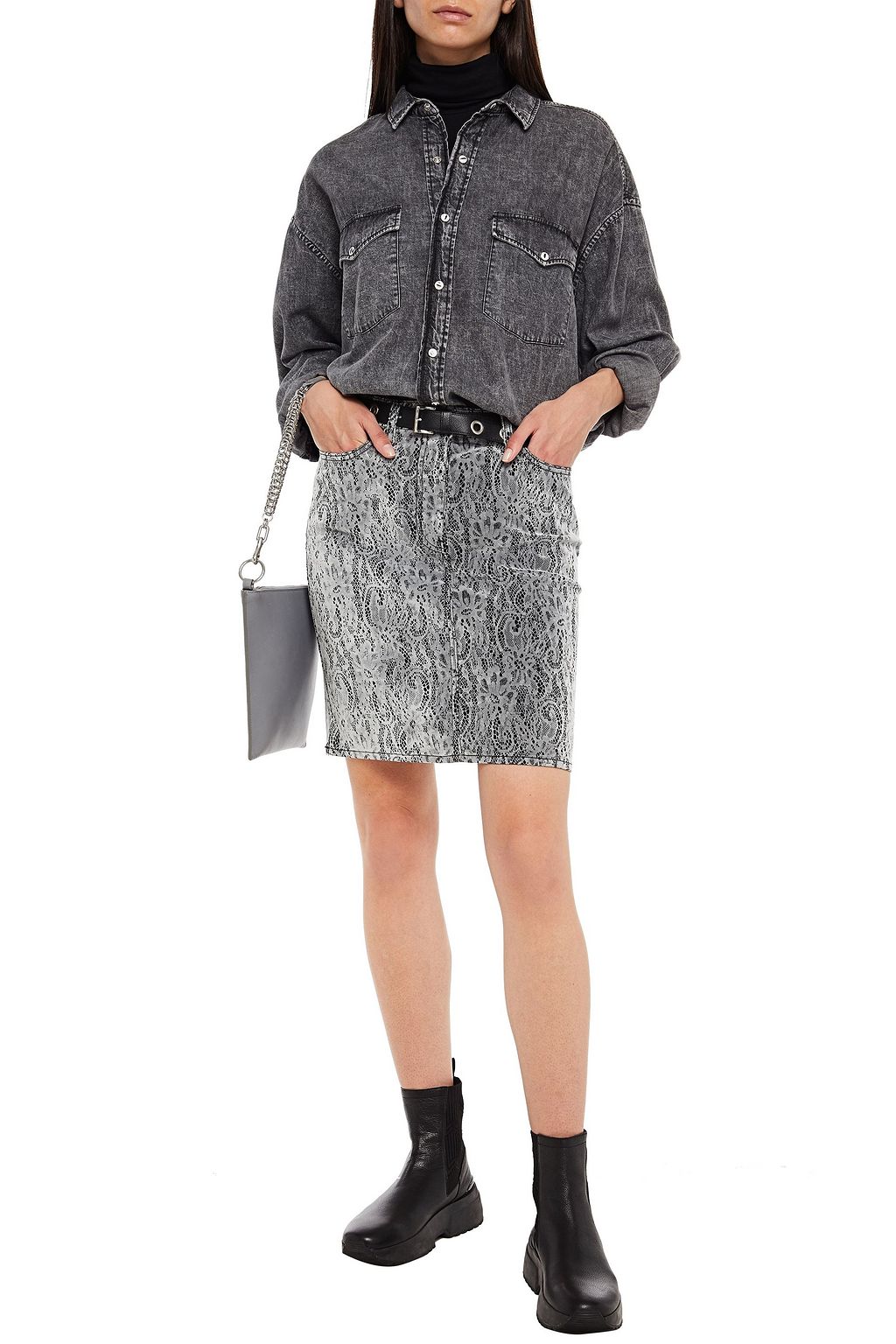 LOVE MOSCHINO Embellished burnout cotton-blend velvet mini skirt