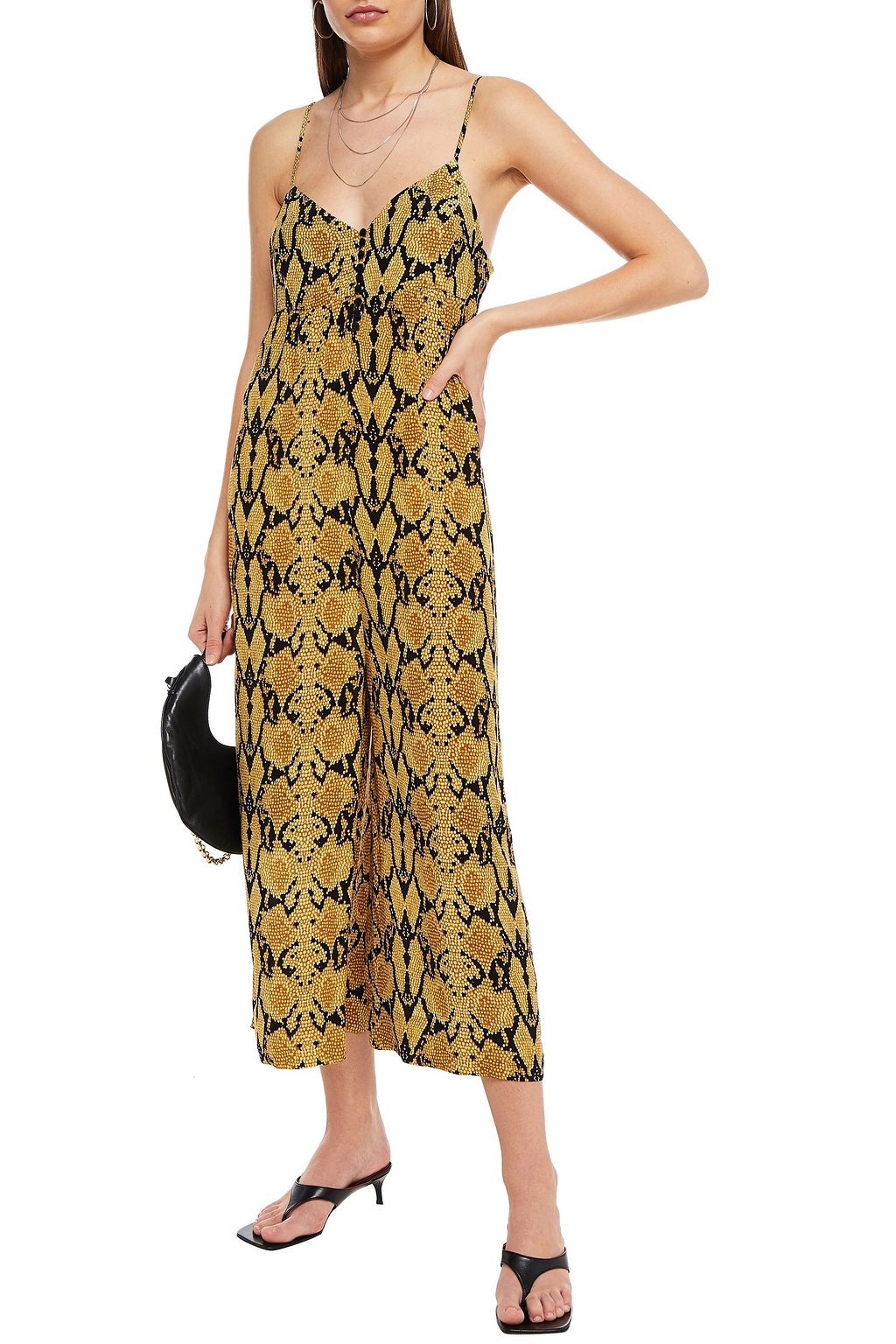 BA&SH Clever cropped snake-print crepe wide-leg jumpsuit