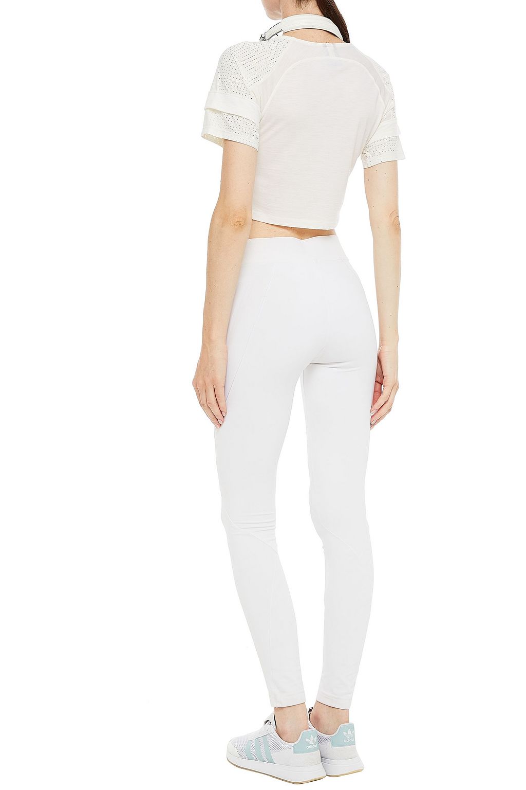 APL ATHLETIC PROPULSION LABS Cropped perforated wool-jersey T-shirt