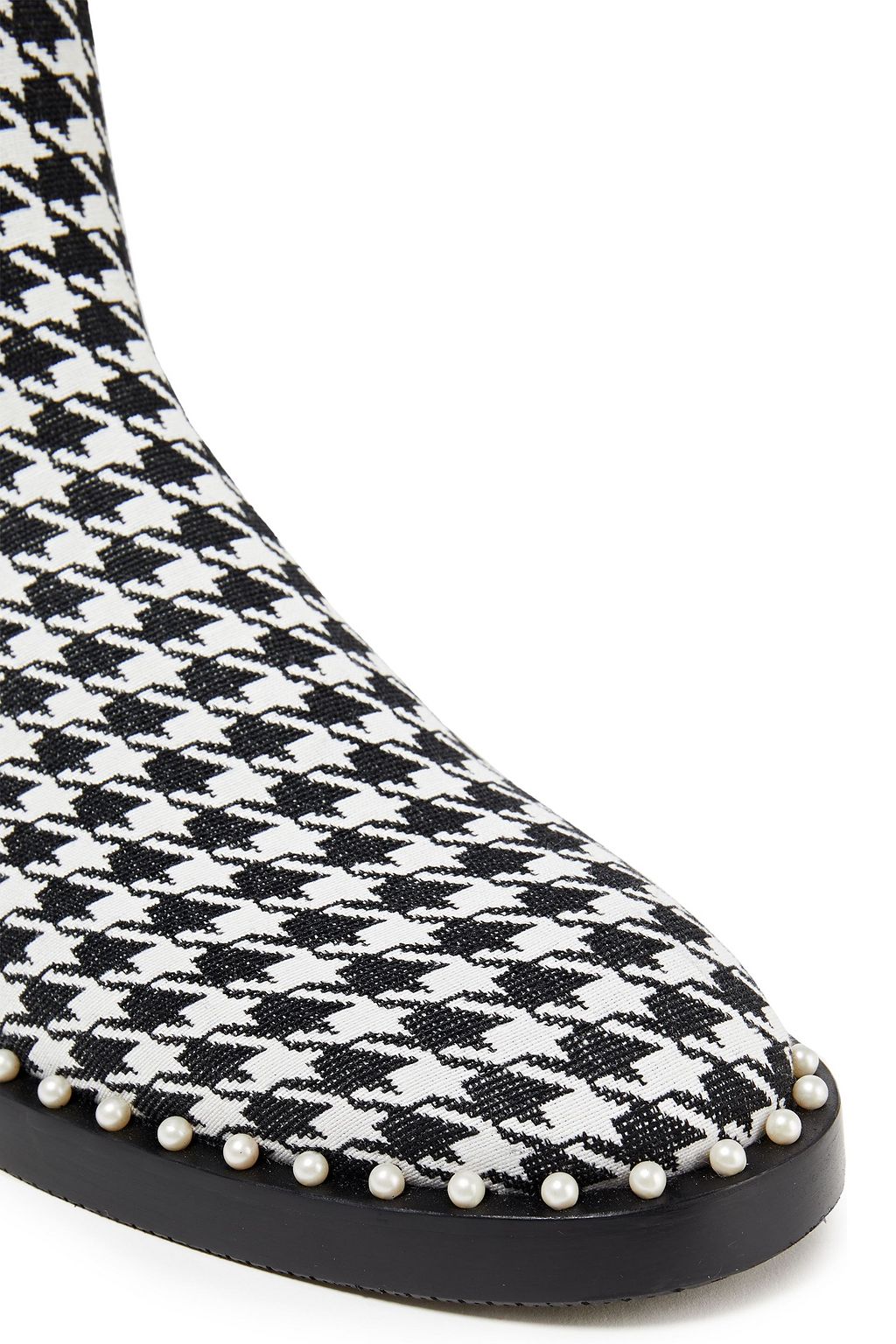 STUART WEITZMAN Cline embellished houndstooth jacquard ankle boots