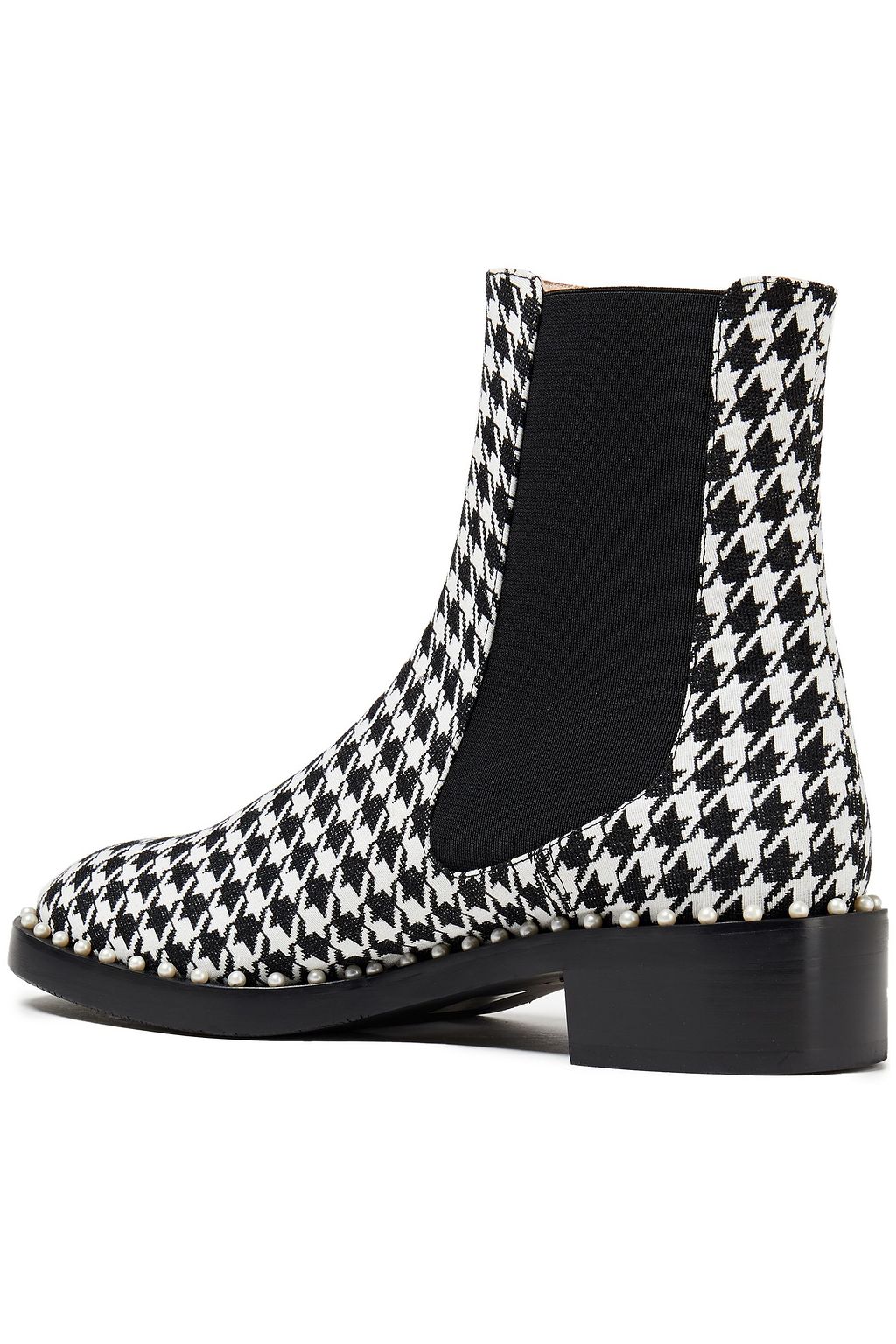 STUART WEITZMAN Cline embellished houndstooth jacquard ankle boots