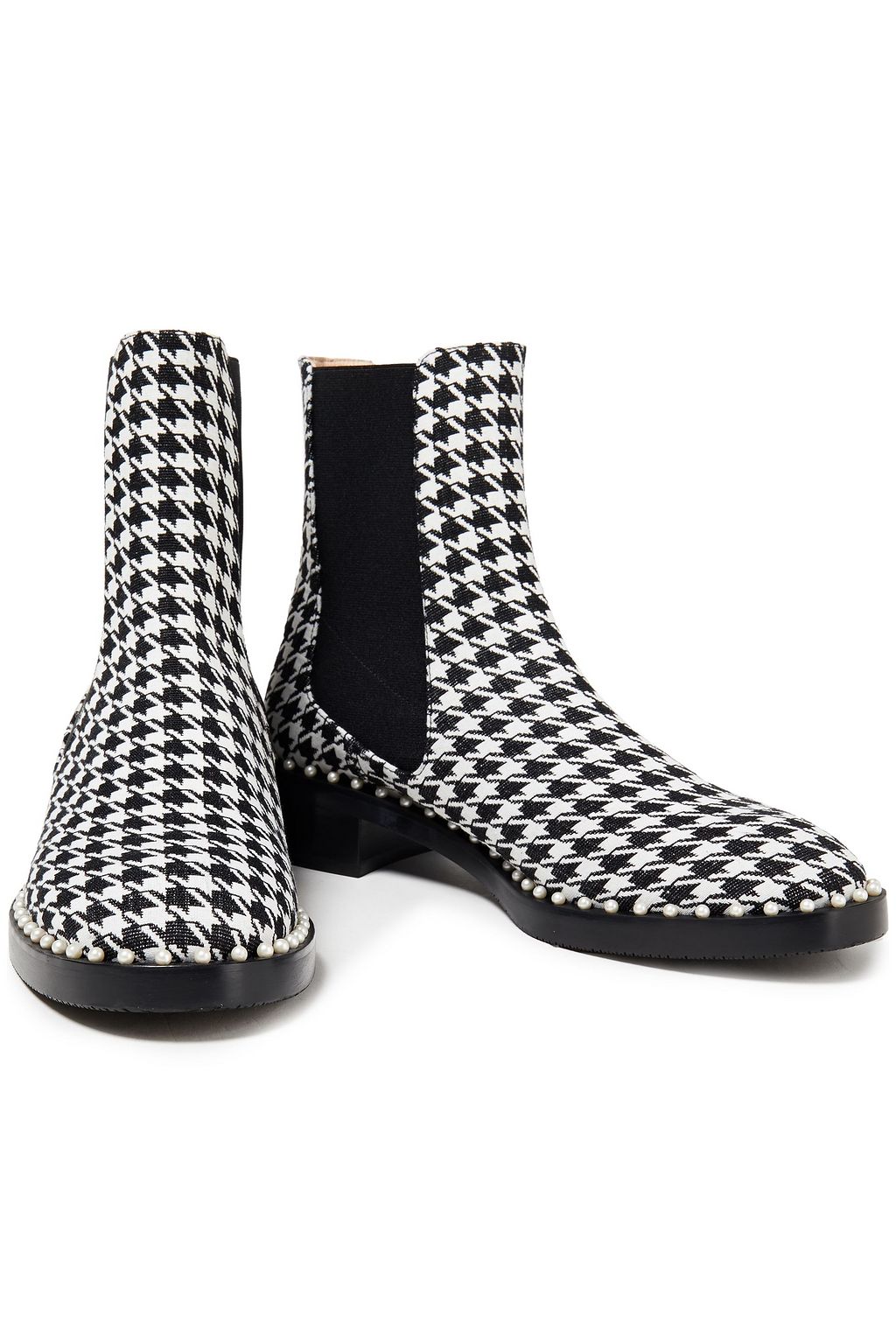 STUART WEITZMAN Cline embellished houndstooth jacquard ankle boots