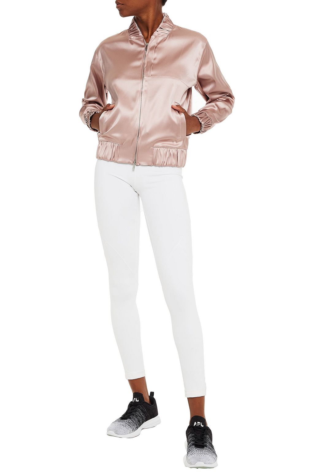 APL ATHLETIC PROPULSION LABS Gathered satin bomber jacket