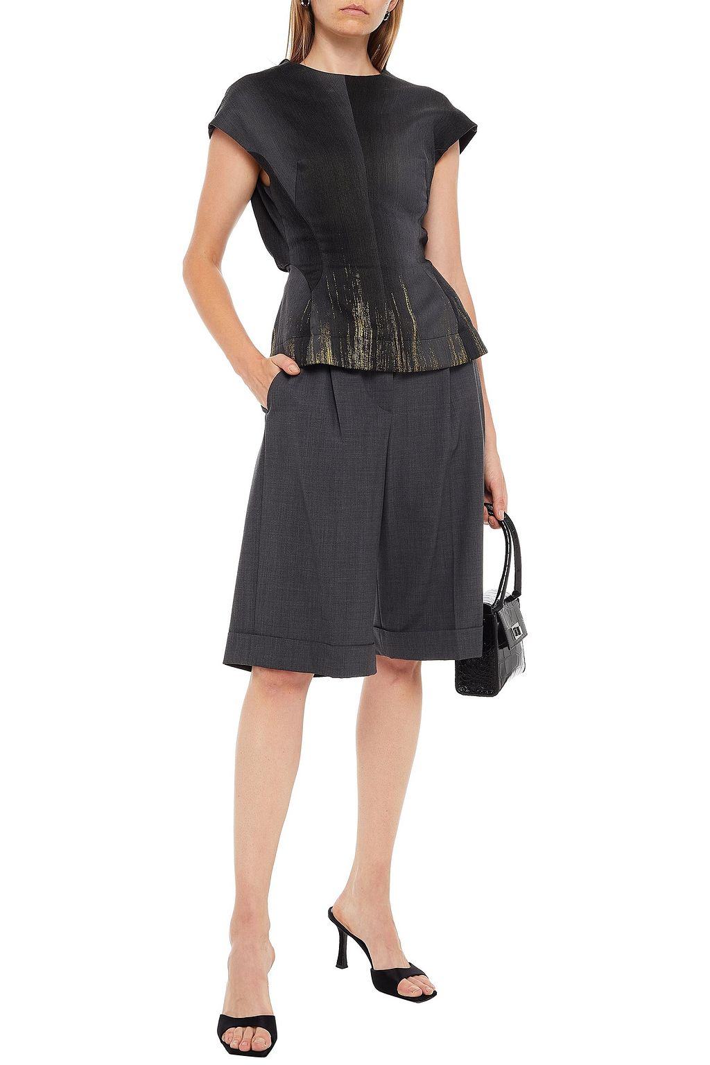 NINA RICCI Fluted pinstriped faille top
