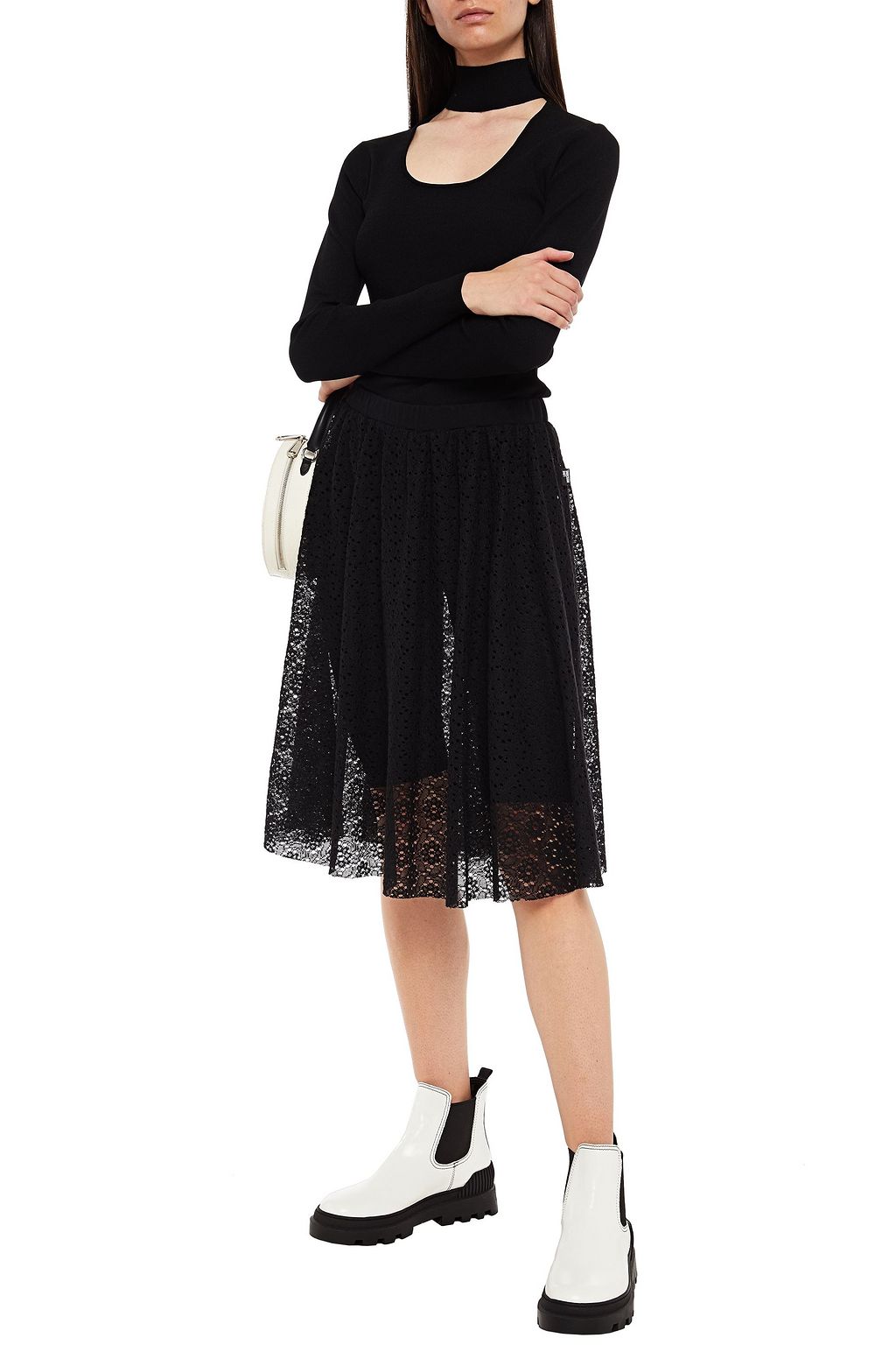 LOVE MOSCHINO Pointelle-knit skirt