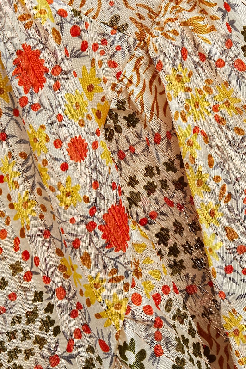 BA&SH Hall wrap-effect floral-print jacquard midi skirt