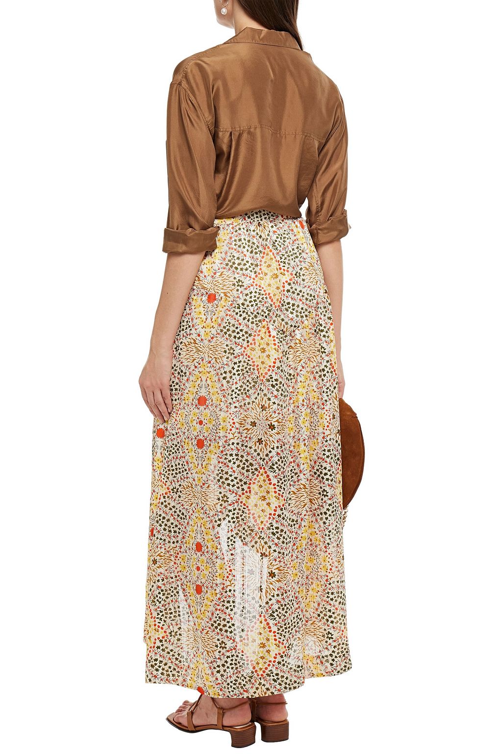 BA&SH Hall wrap-effect floral-print jacquard midi skirt