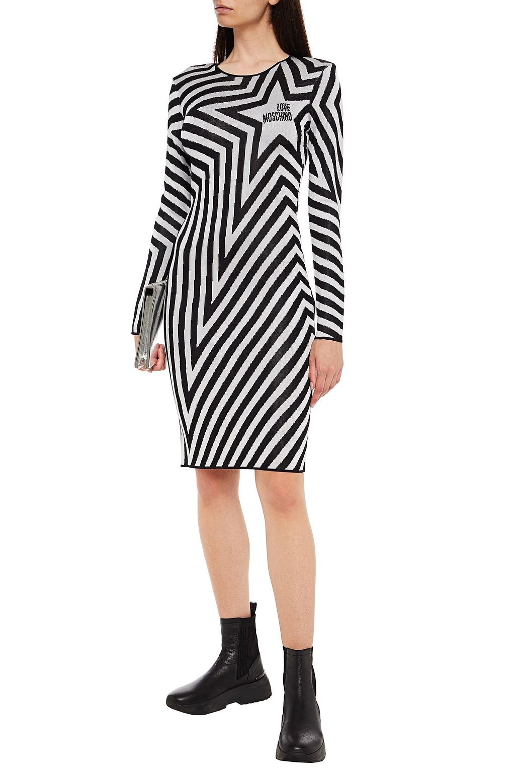 LOVE MOSCHINO Neon intarsia-knit dress
