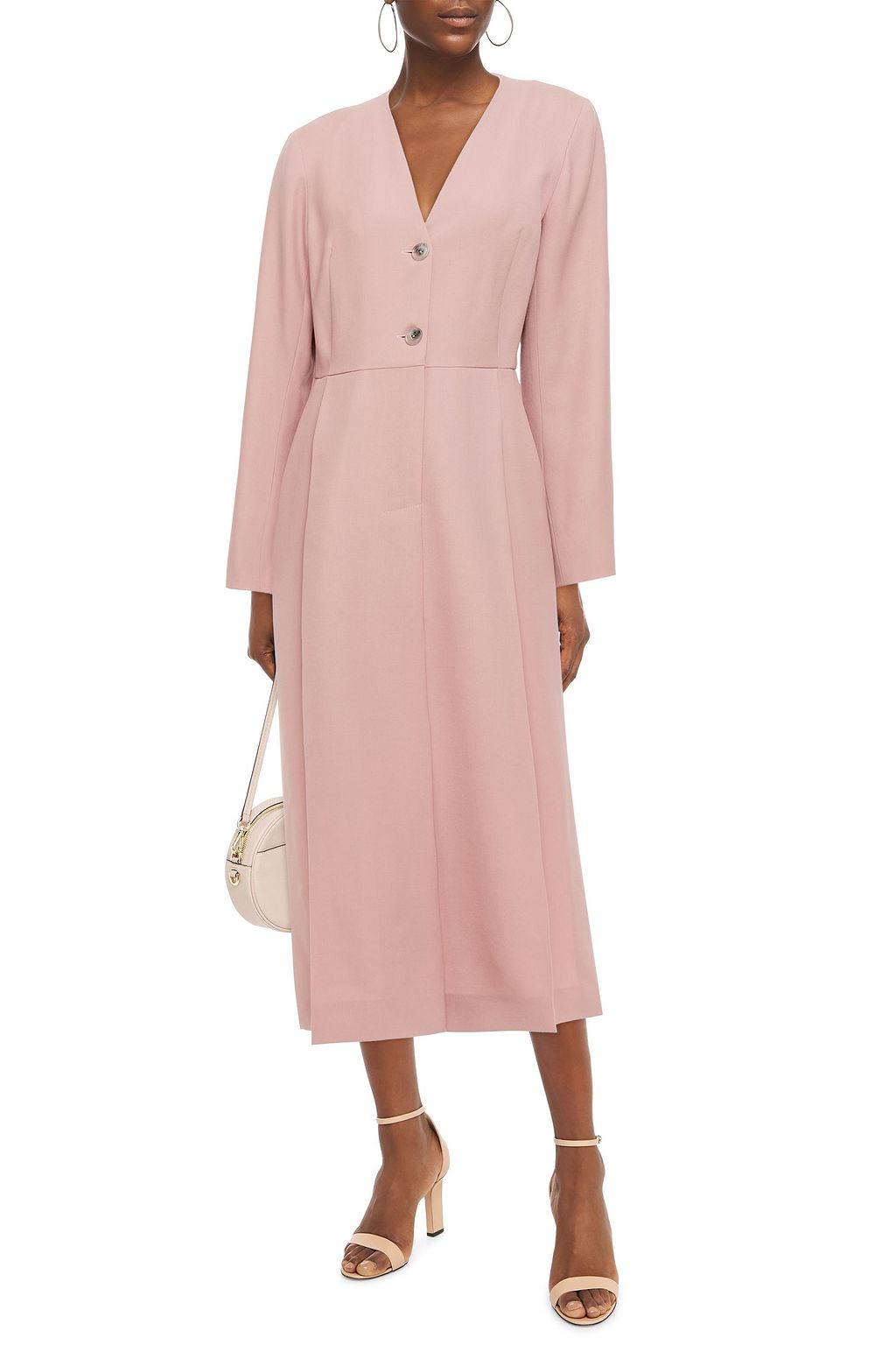 NINA RICCI Pleated wool-twill midi dress