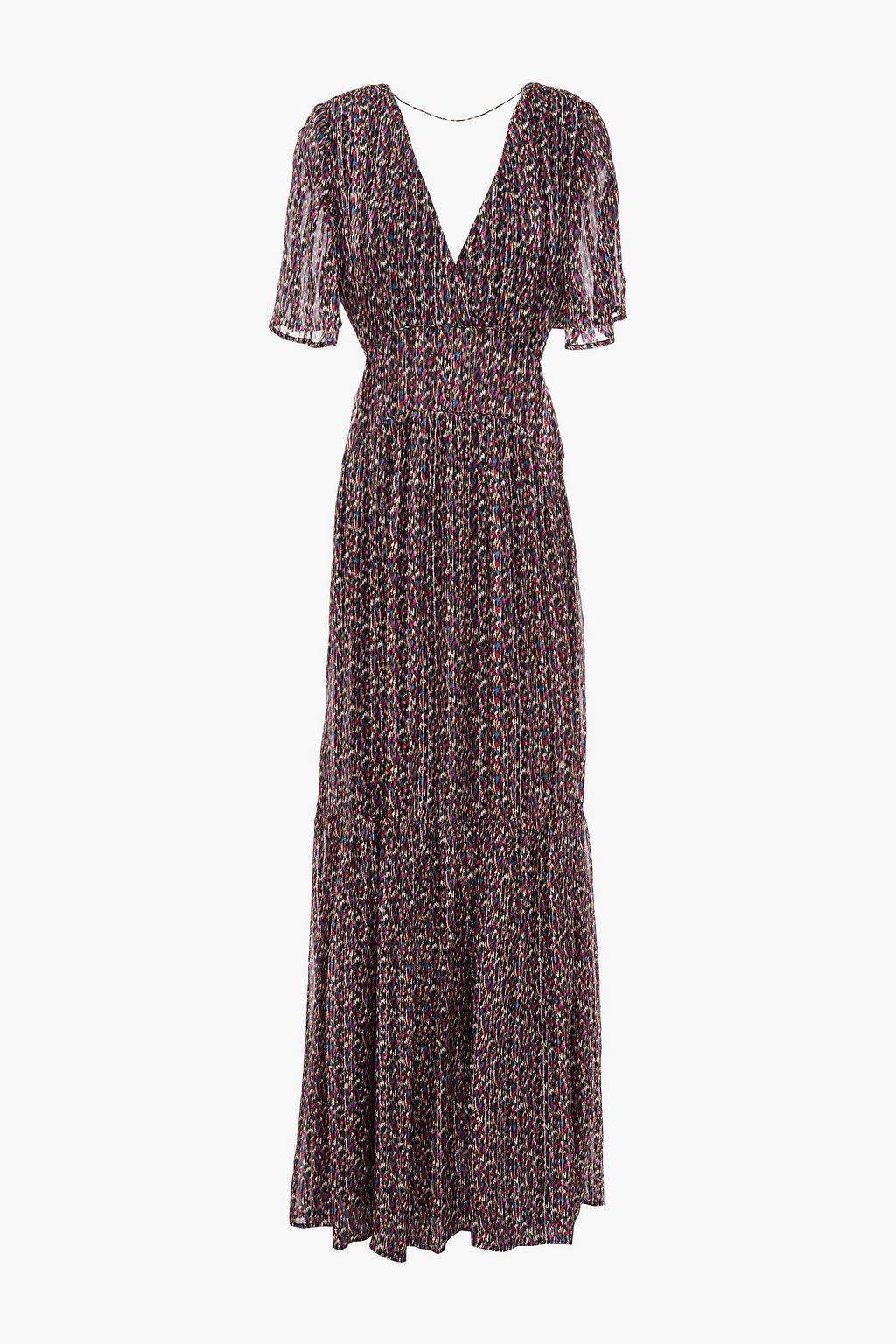 metallic printed chiffon maxi dress ...