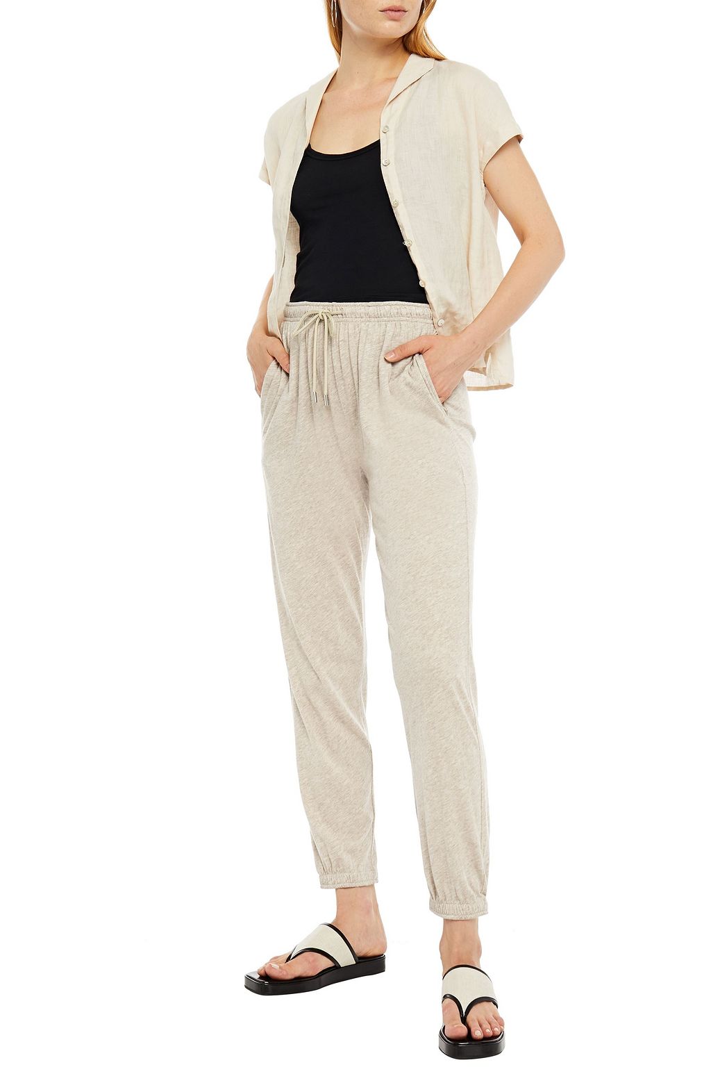 ATM ANTHONY THOMAS MELILLO Mélange Pima cotton and modal-blend jersey track pants