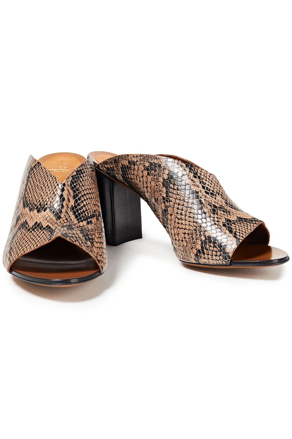 ATP ATELIER Snake-effect leather mules