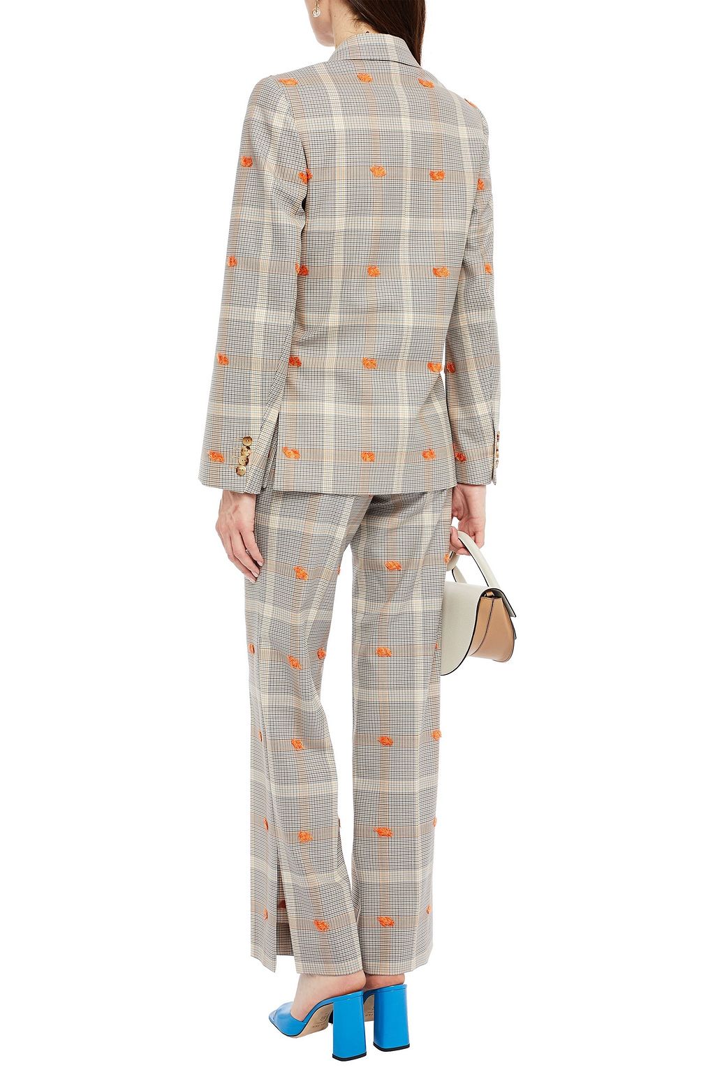 NINA RICCI Fil coupé Prince of Wales checked wool-blend straight-leg pants