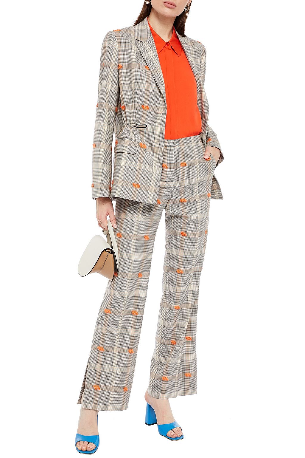 NINA RICCI Fil coupé Prince of Wales checked wool-blend straight-leg pants