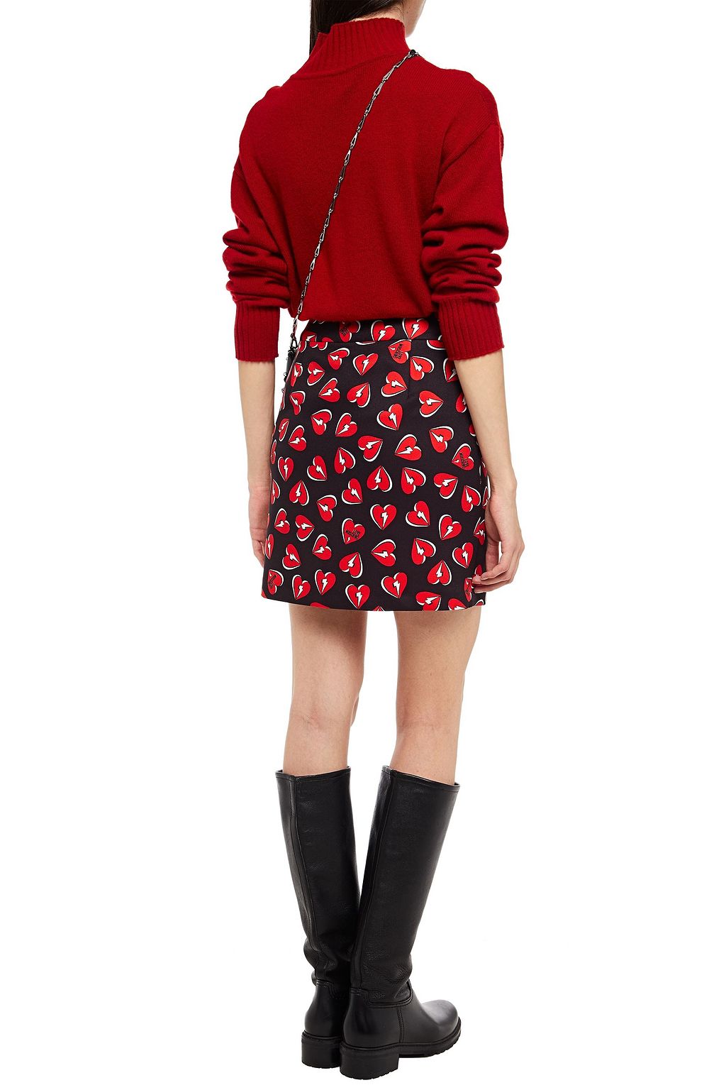 LOVE MOSCHINO Printed stretch-crepe mini skirt