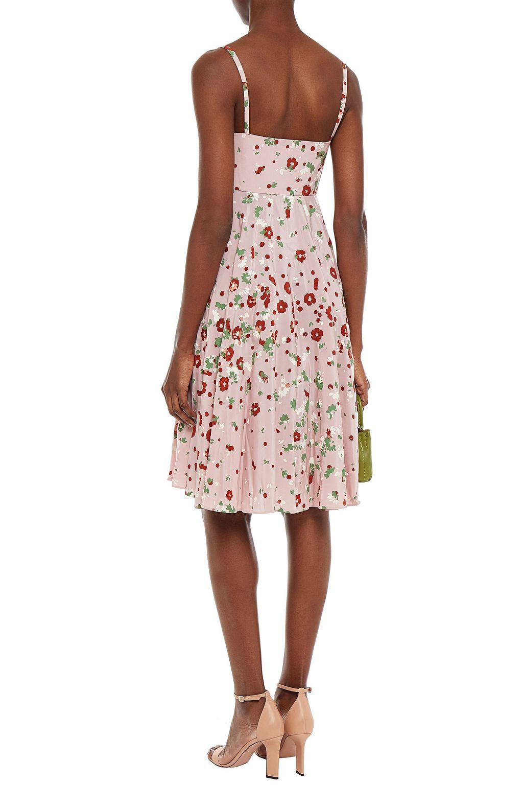 VALENTINO GARAVANI Bow-embellished floral-print silk crepe de chine dress