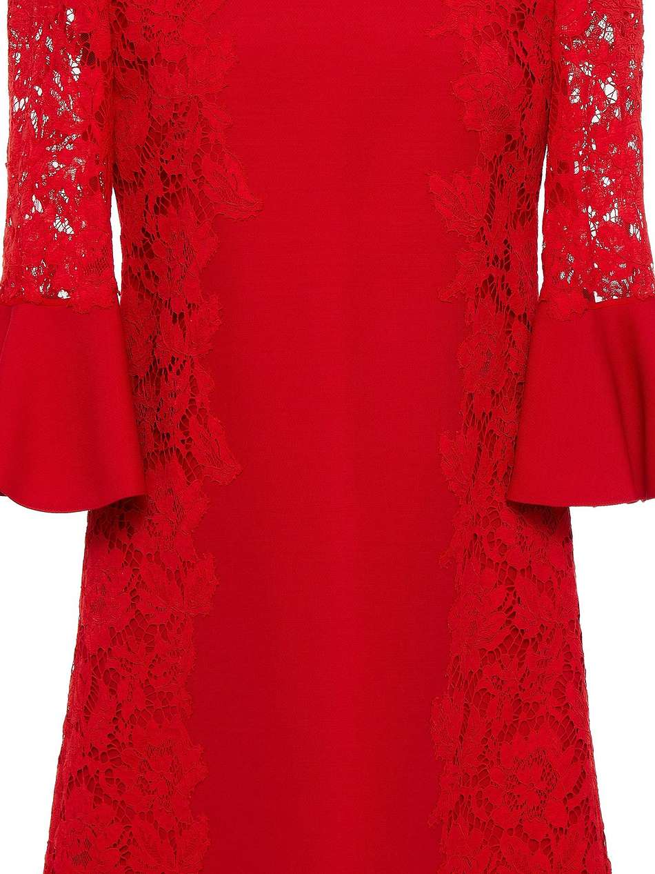 corded lace-paneled cotton-blend crepe mini dress
